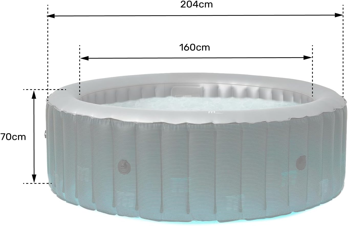 Happy Garden - MSPA Starry - rond 6 places - LED, gris, spa gonflable