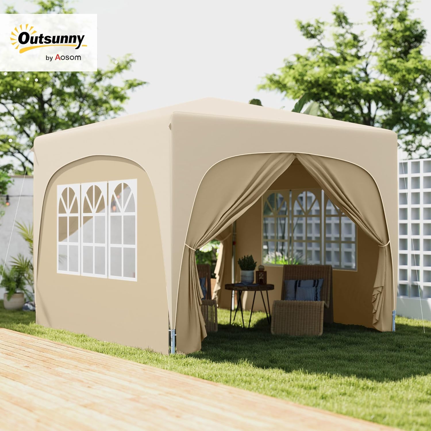 Outsunny - Tonnelle pliante 3x3 m - UPF50+, hauteur réglable, sac inclus