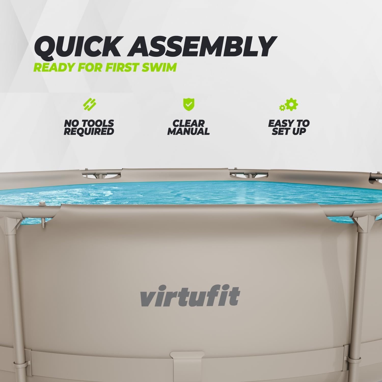 VirtuFit - Piscine ronde beige - Ø305x76 cm - Montage facile