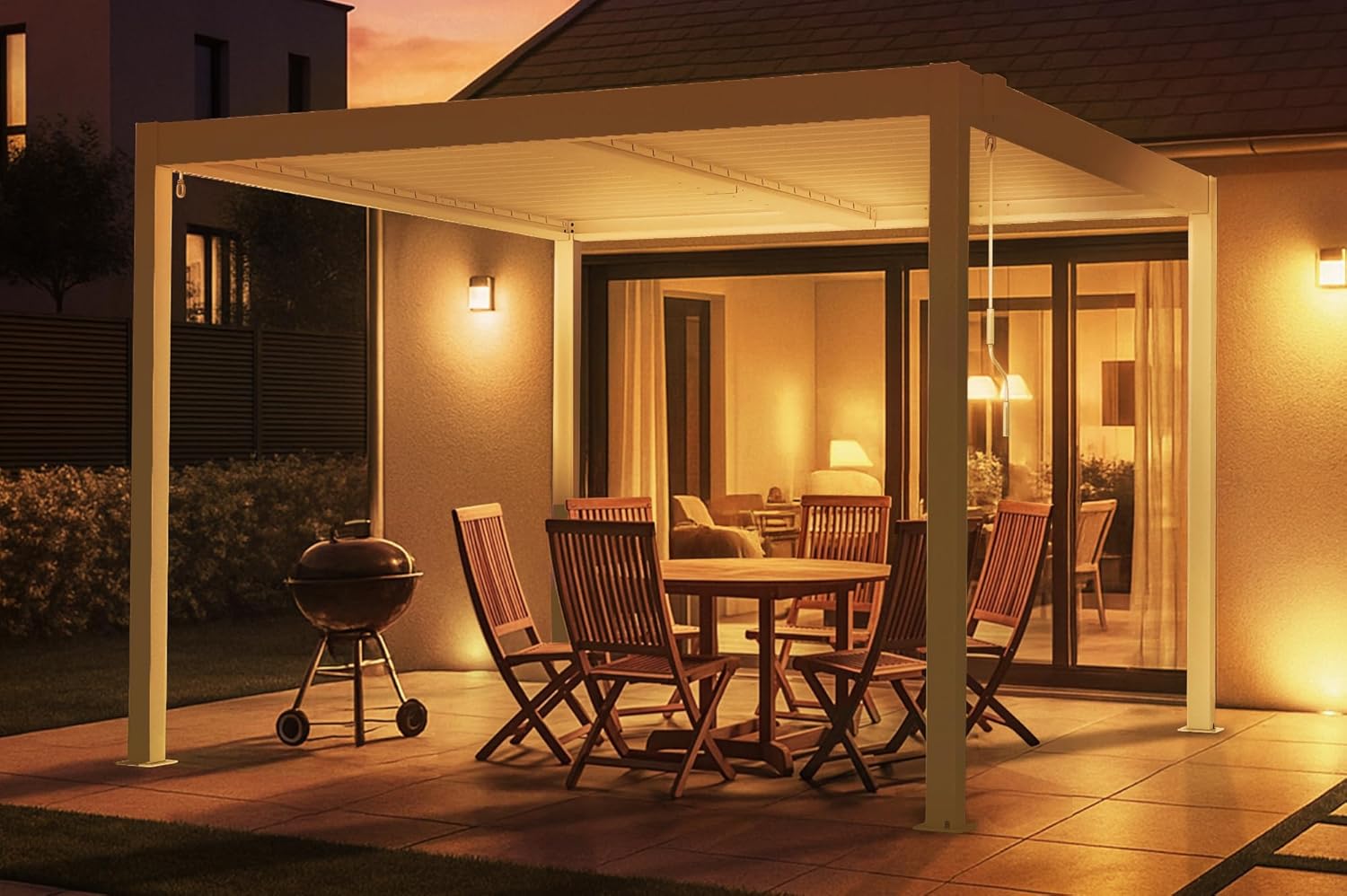 CAZEBOO - Piana - 3x3 m - pergola alu blanc, lames acier orientables