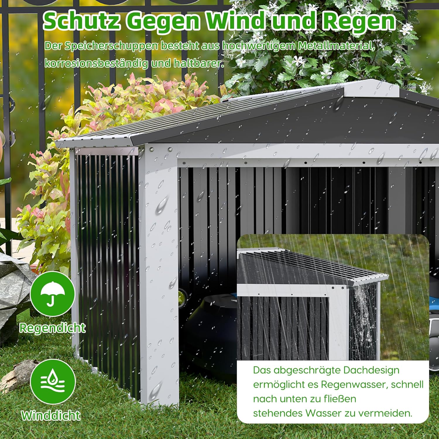 SUPEER Garage en Métal pour Robot Tondeuse avec Toit à Pignon - H 62 cm x L 90,5 cm x P 88,8 cm - Abri de Jardin pour Tondeuses à Gazon, Auvent pour Broyeur, Chambre pour Animaux