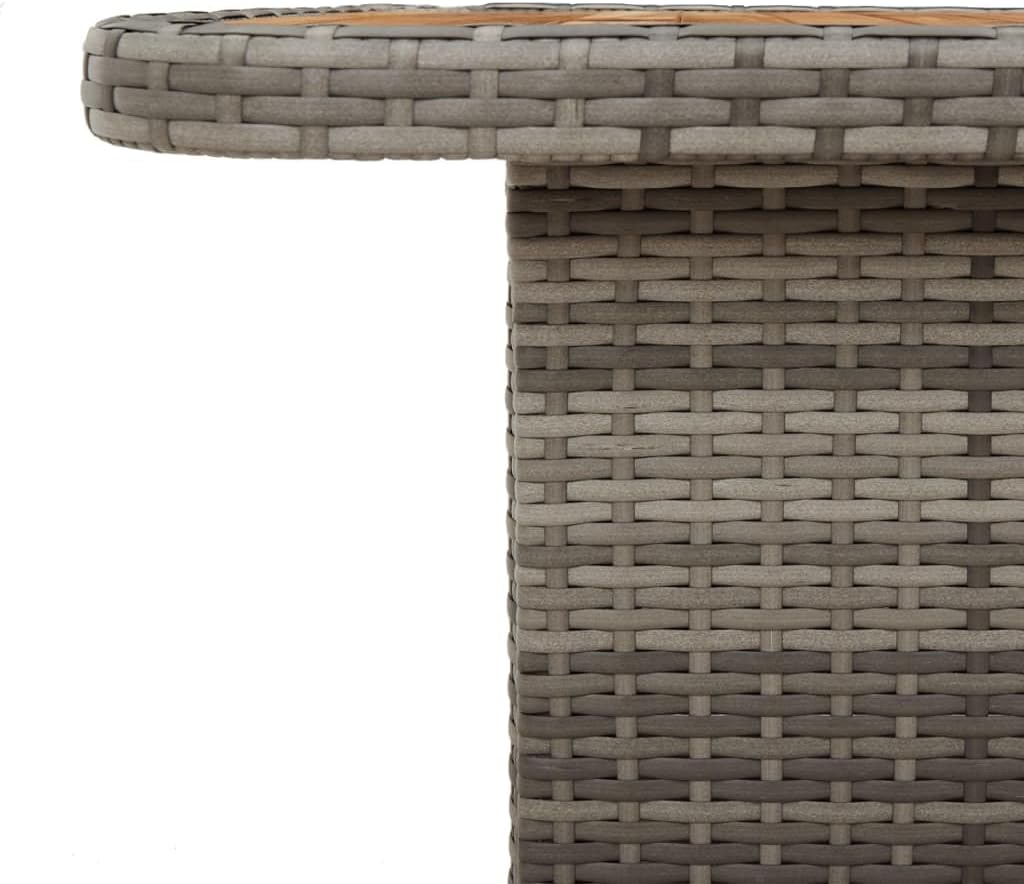 vidaXL - Table de jardin en résine tressée et acacia - gris - extérieur