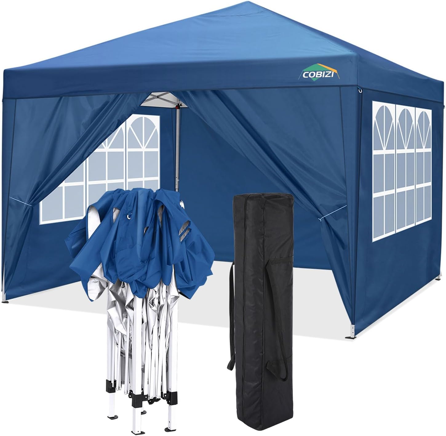 COBIZI - tonnelle pliante 3x3m, imperméable, anti-UV, 4 côtés amovibles