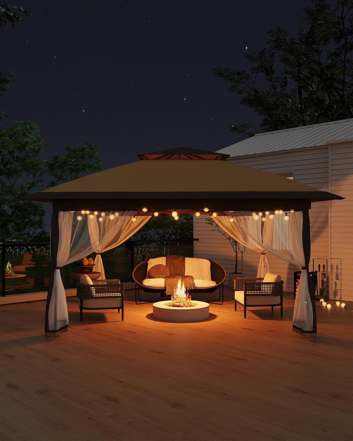 Garvee Montage One-Push, Protection UV 50+ – Tonnelle Pliante 3x3 m avec moustiquaire – Toit Double, 4 Sacs de Sable, Hauteur réglable, étanche – Idéal Jardin, terrasse, Barbecue