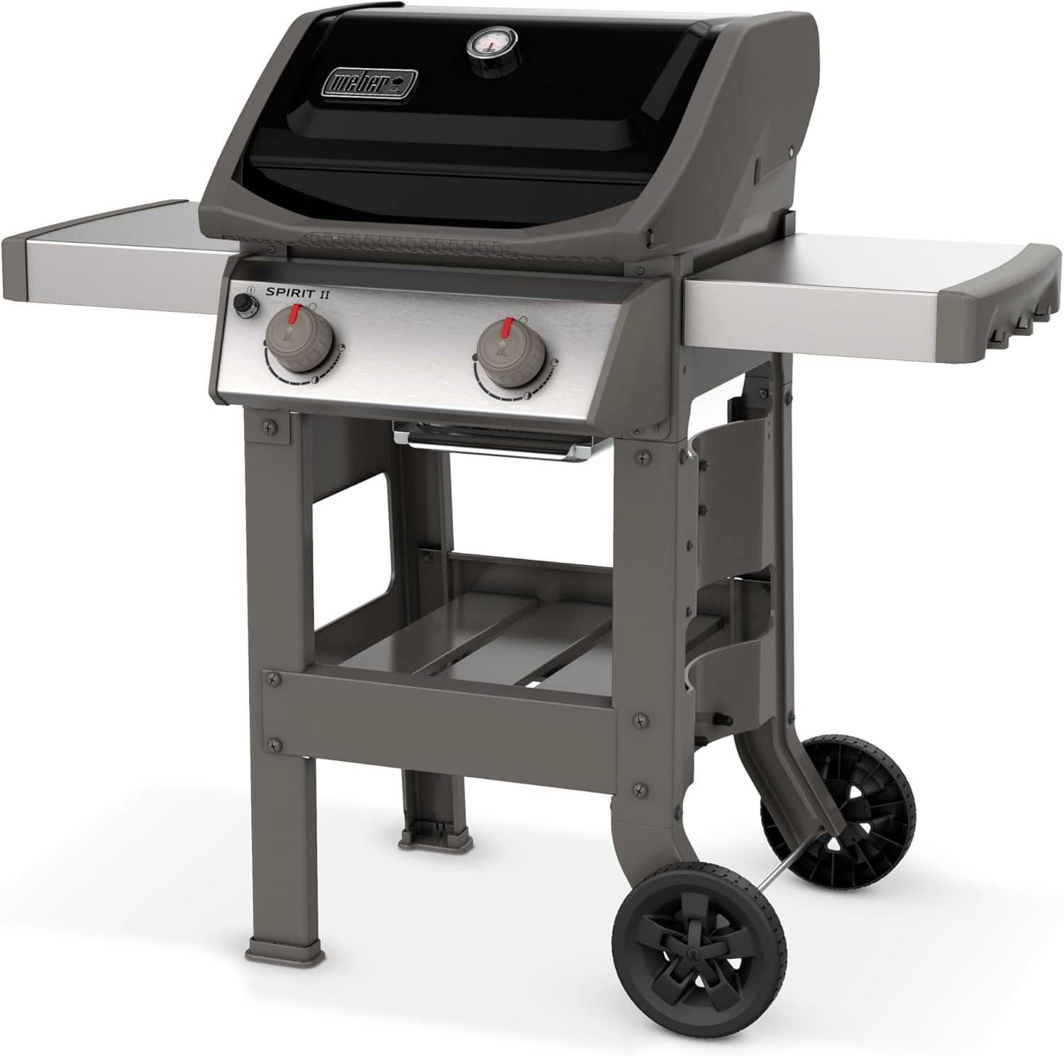 Weber - Spirit II E-210 - 51x46 cm - Barbecue gaz 2 brûleurs, grilles GBS, GS4, tablettes noir/argent