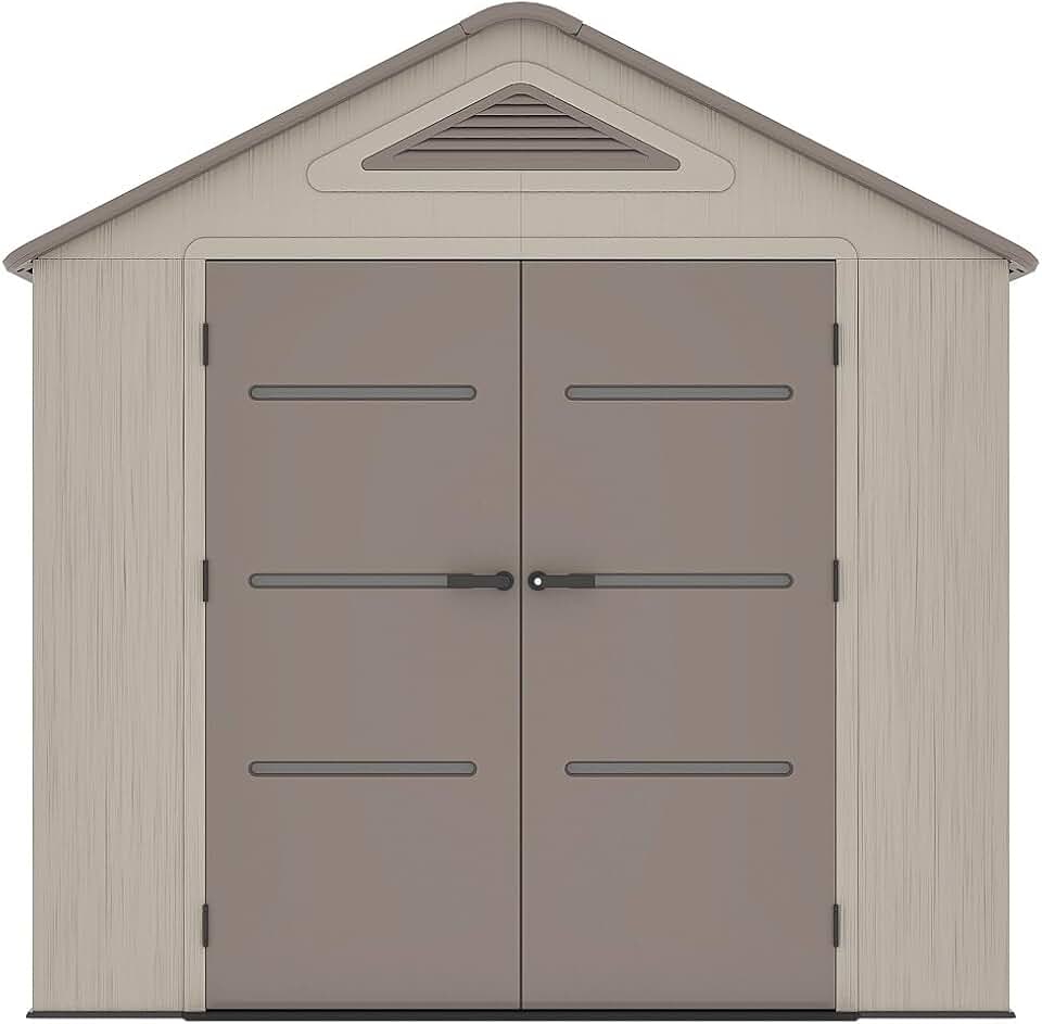 Vente-unique - Abri de jardin résine 4,5m², beige/marron, plancher, 22mm - ANTEVA