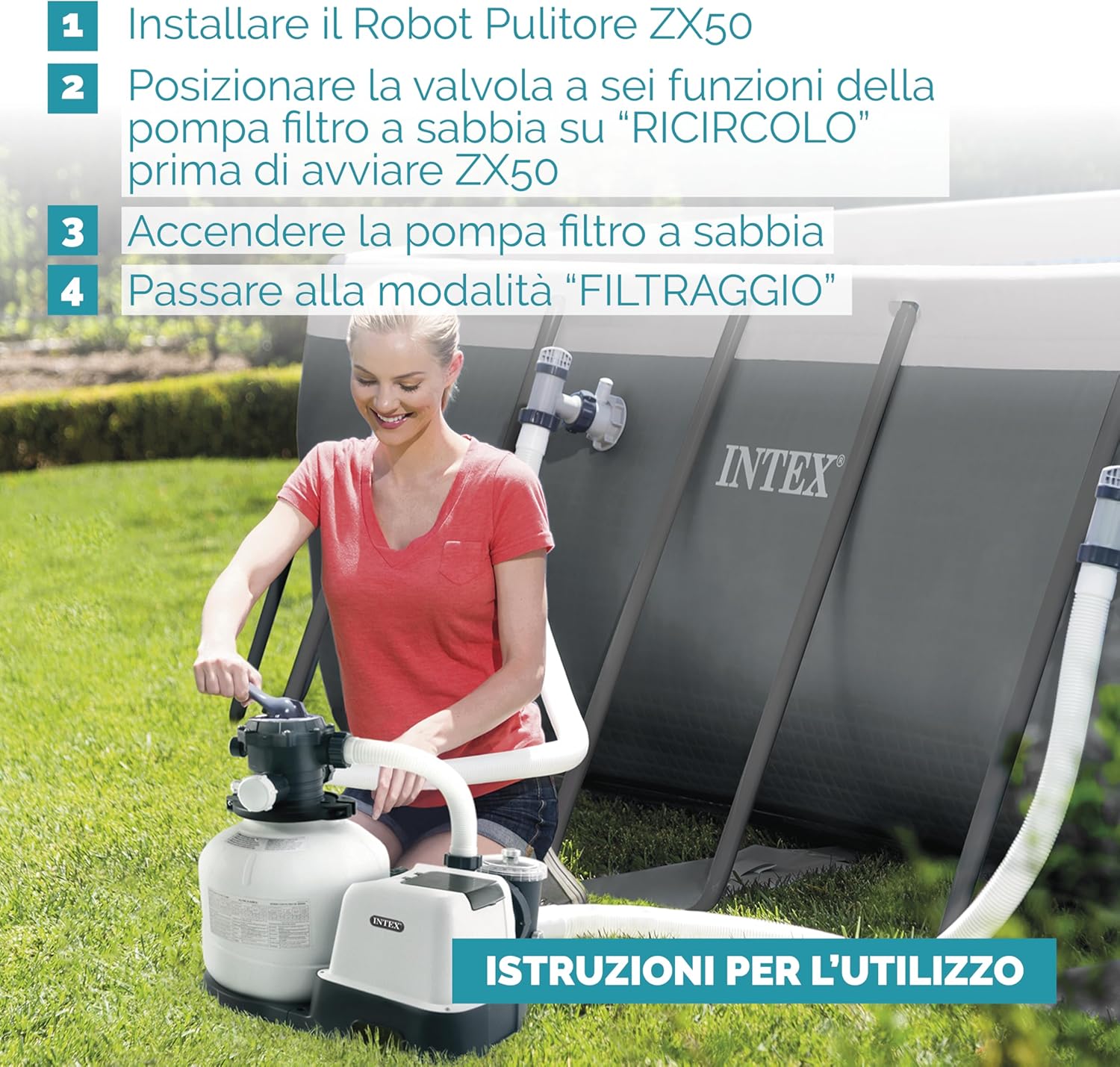Intex - Aspirateur Robot Fond ZX50 - Blanc/Bleu - Dimensions compactes, aspiration efficace ZX50