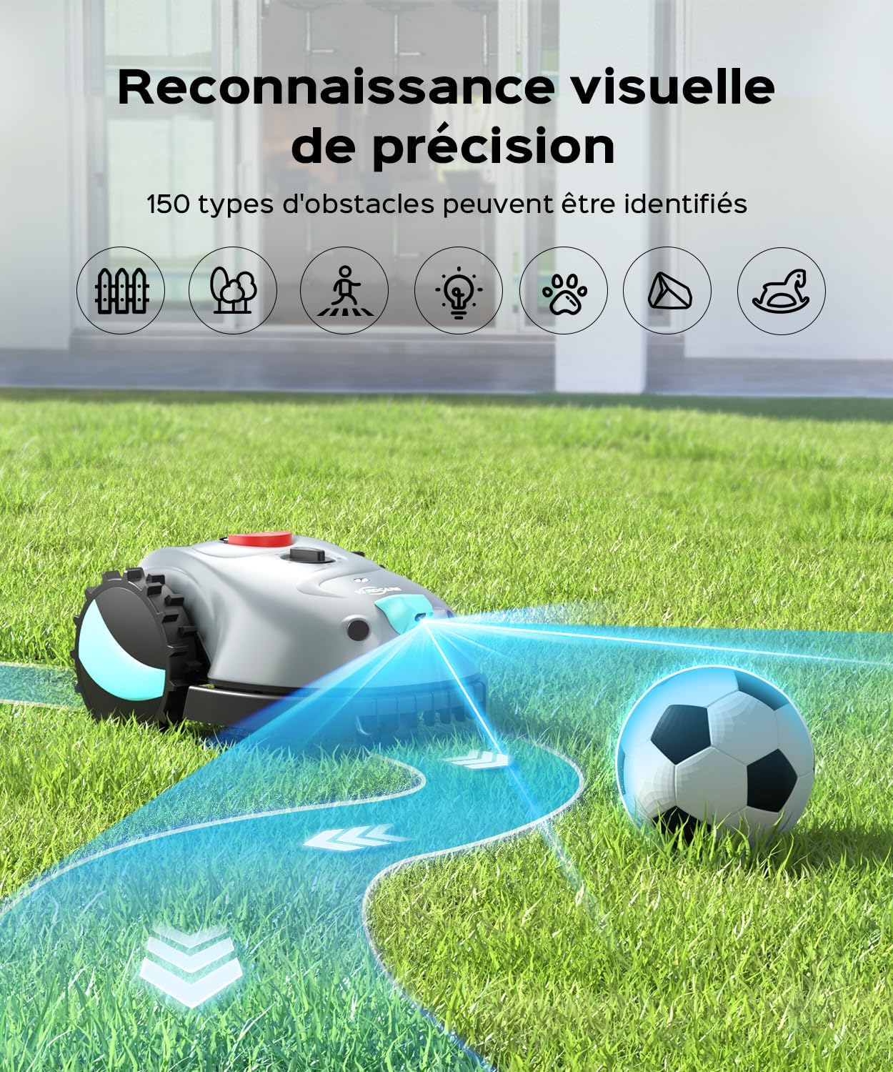 YARDCARE - robot tondeuse série V100 - coupe spirale, navigation visuelle, batterie 4Ah, détection obstacles - V100