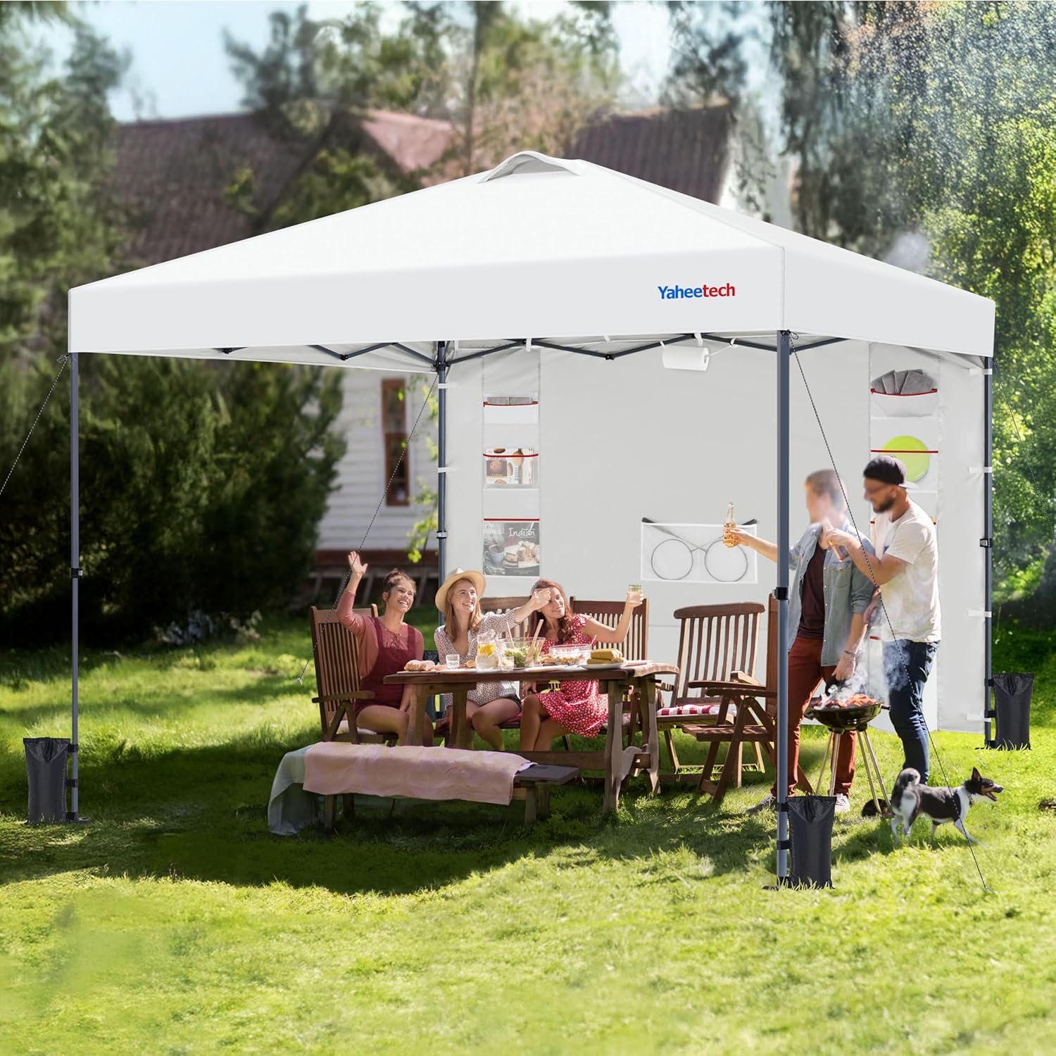 Yaheetech - tonnelle pop-up, pliable, latérales, réglable, imperméable, anti-UV - pour jardin terrasse camping