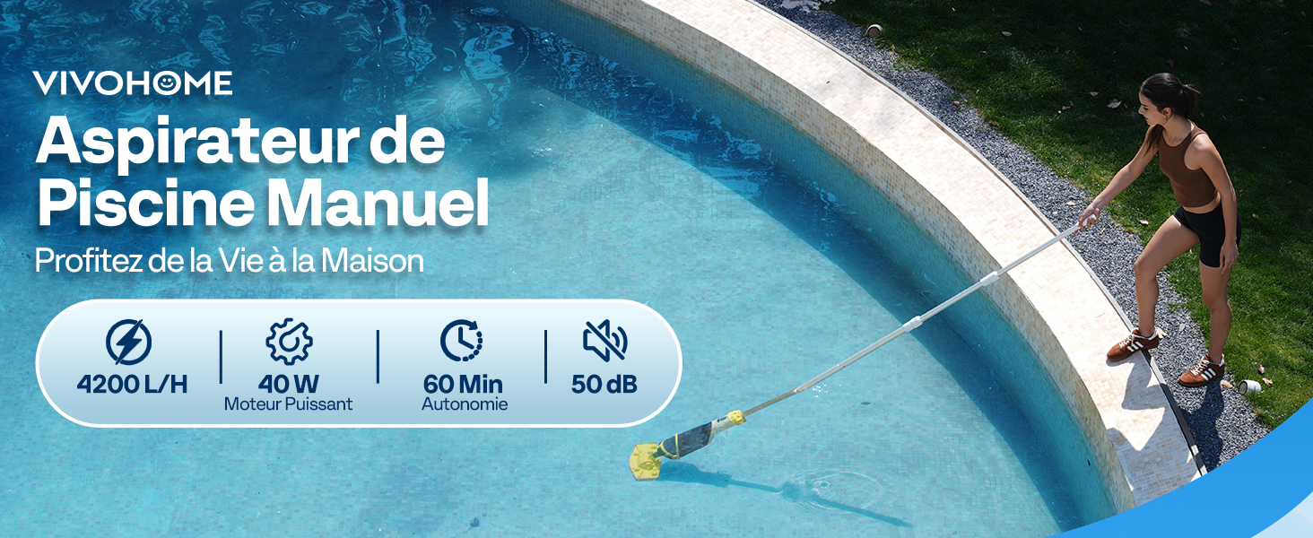 VIVOHOME 278cm Aspirateur de Piscine
