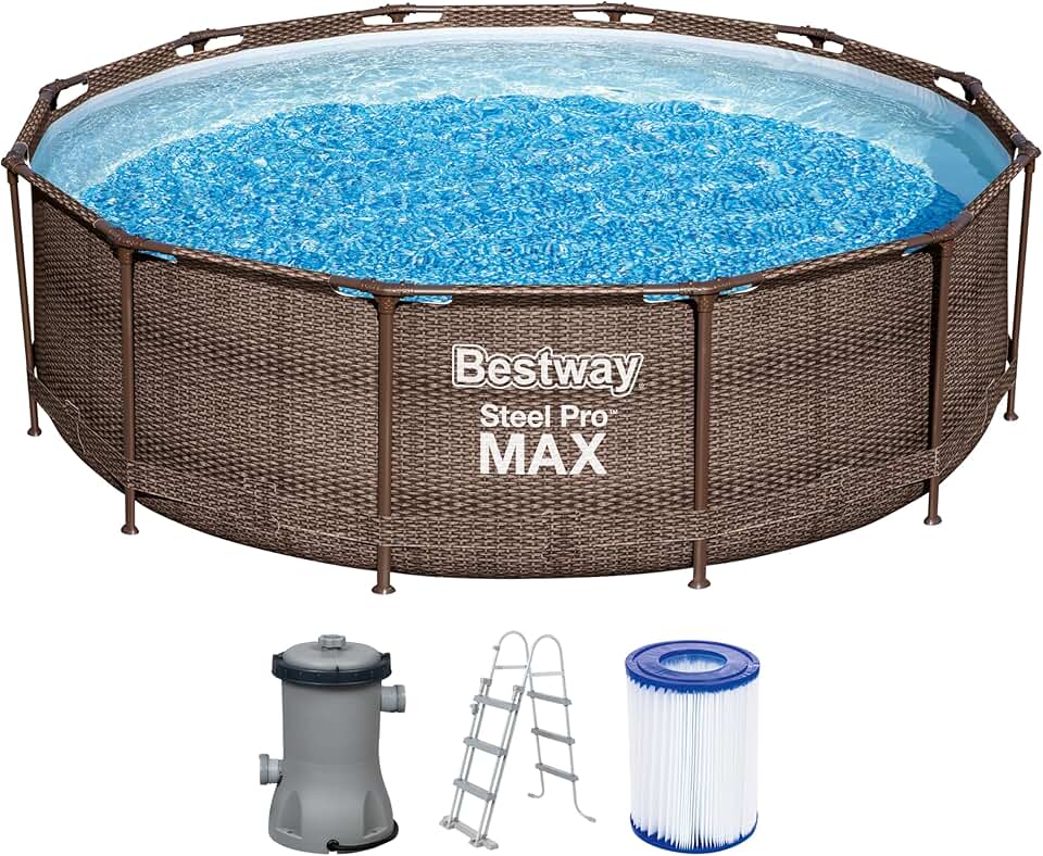 Bestway - Steel Pro (Kit Piscine Hors Sol) - 366x366x100 cm - Marron
