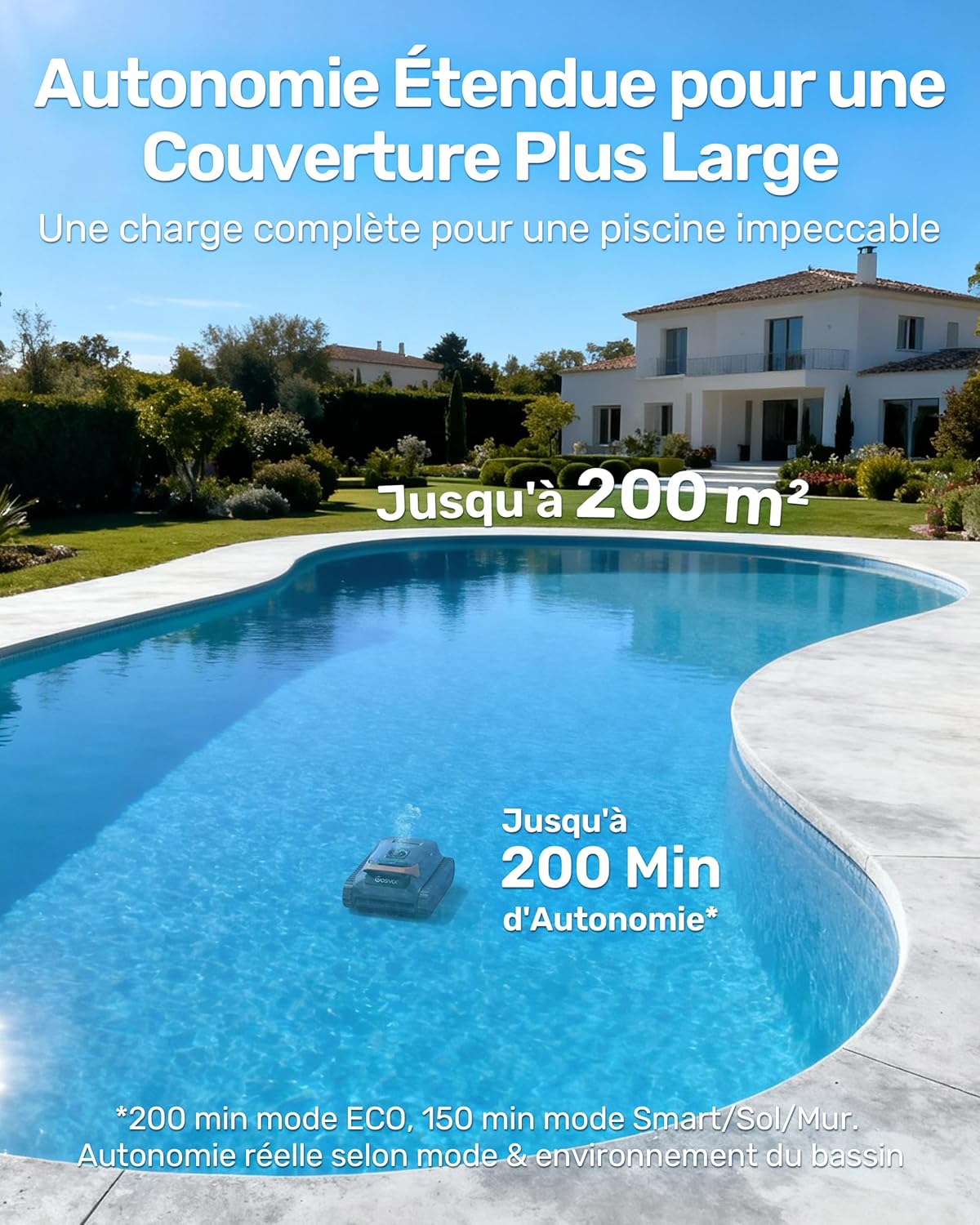 Gosvor - LiteVac Série - piscine jusqu’à 200m² - sans fil, double filtration, contrôle app, G1