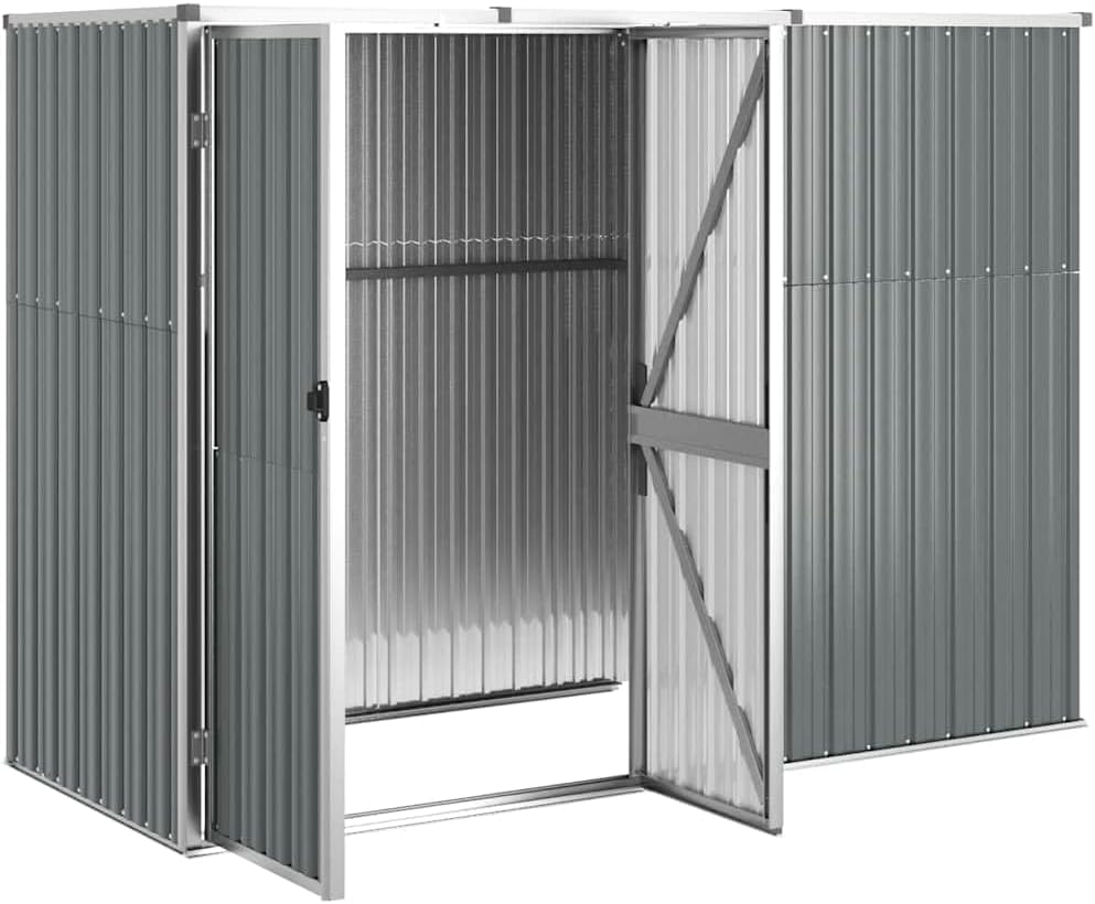 vidaXL Abri à Outils de Jardin Remise de Stockage Organisateur d'Outils Cabane de Rangement Extérieur Gris 225x89x161 cm Acier Galvanisé
