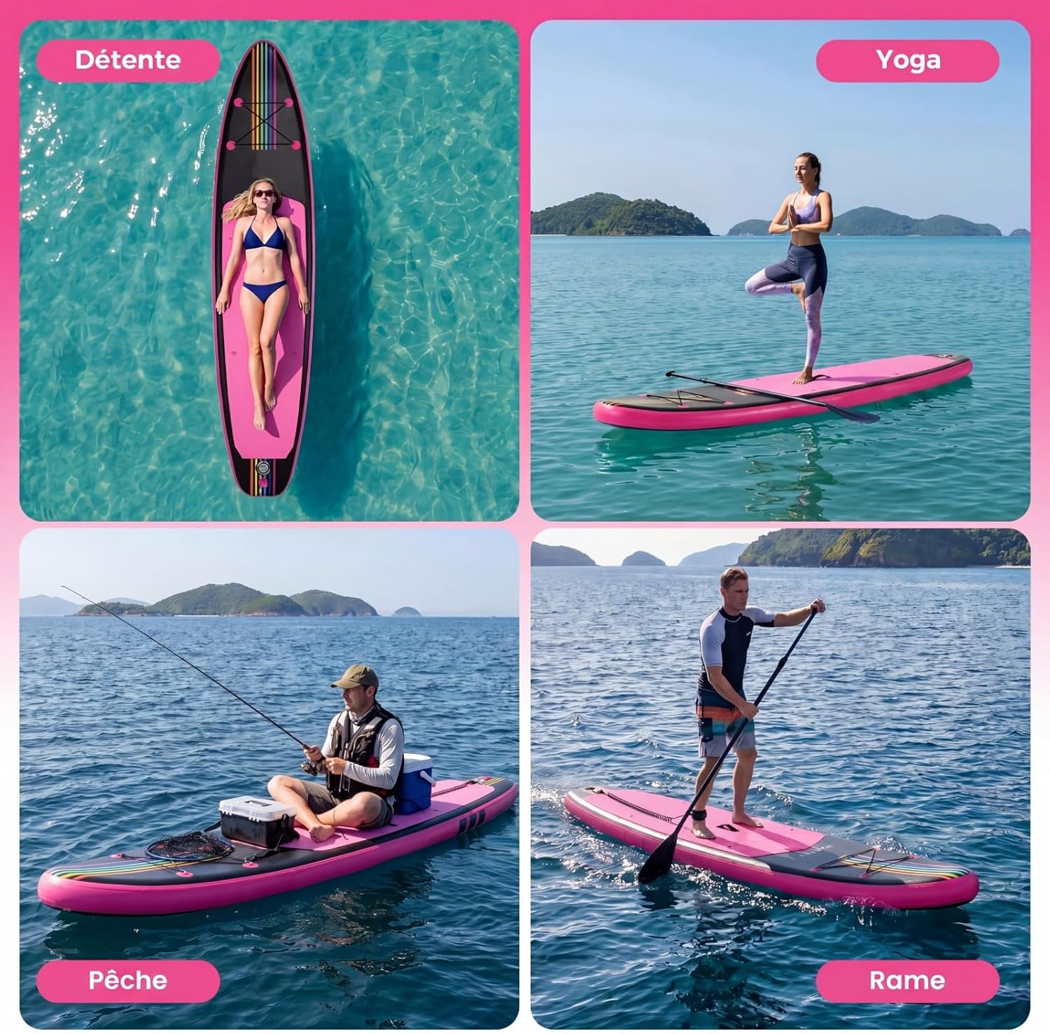 COSTWAY - Paddle gonflable série aluminium - 320x76x15cm, sac et pompe