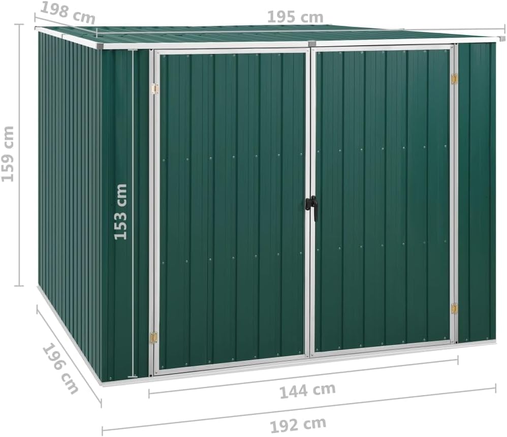 ShGaxin Abri de jardin, abri de jardin extérieur, armoires extérieures, abris de jardin, abri de jardin extérieur, acier galvanisé vert, 195 x 198 x 159 cm
