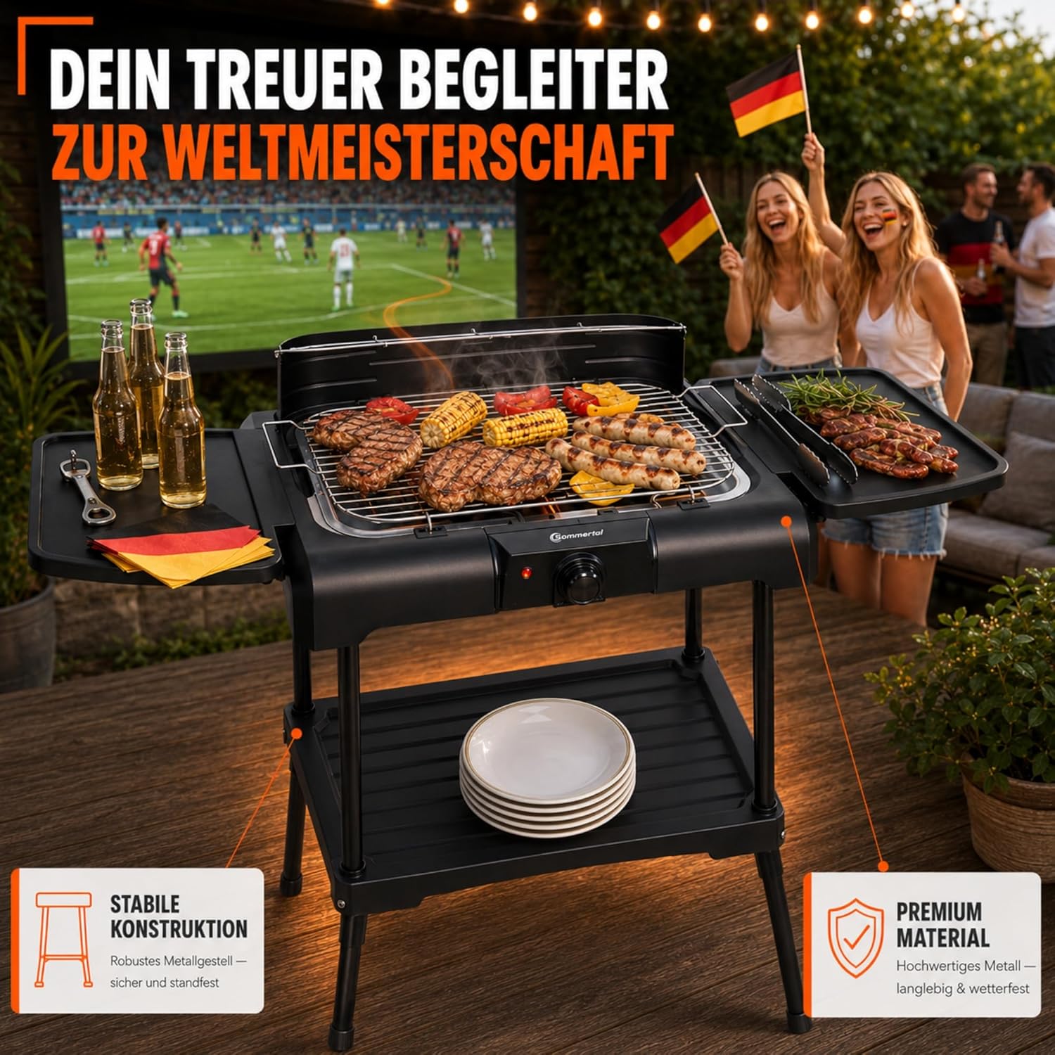 Sommertal - BBQ231 - barbecue électrique 2 en 1, thermostat, stockage, chauffage - BBQ231