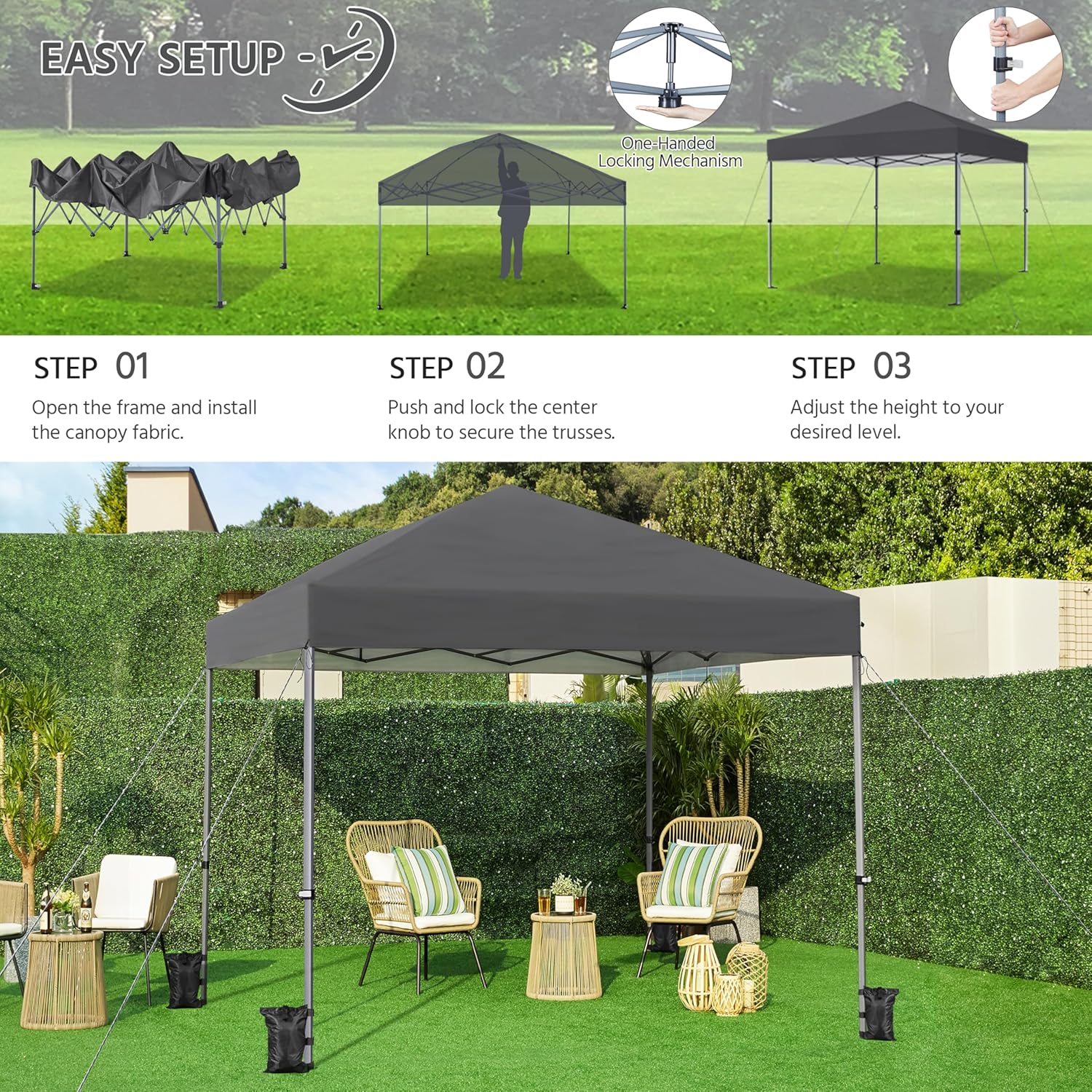 Yaheetech - Tonnelle de jardin pliante - 3x3 m - sac de transport, sacs de sable, chevilles