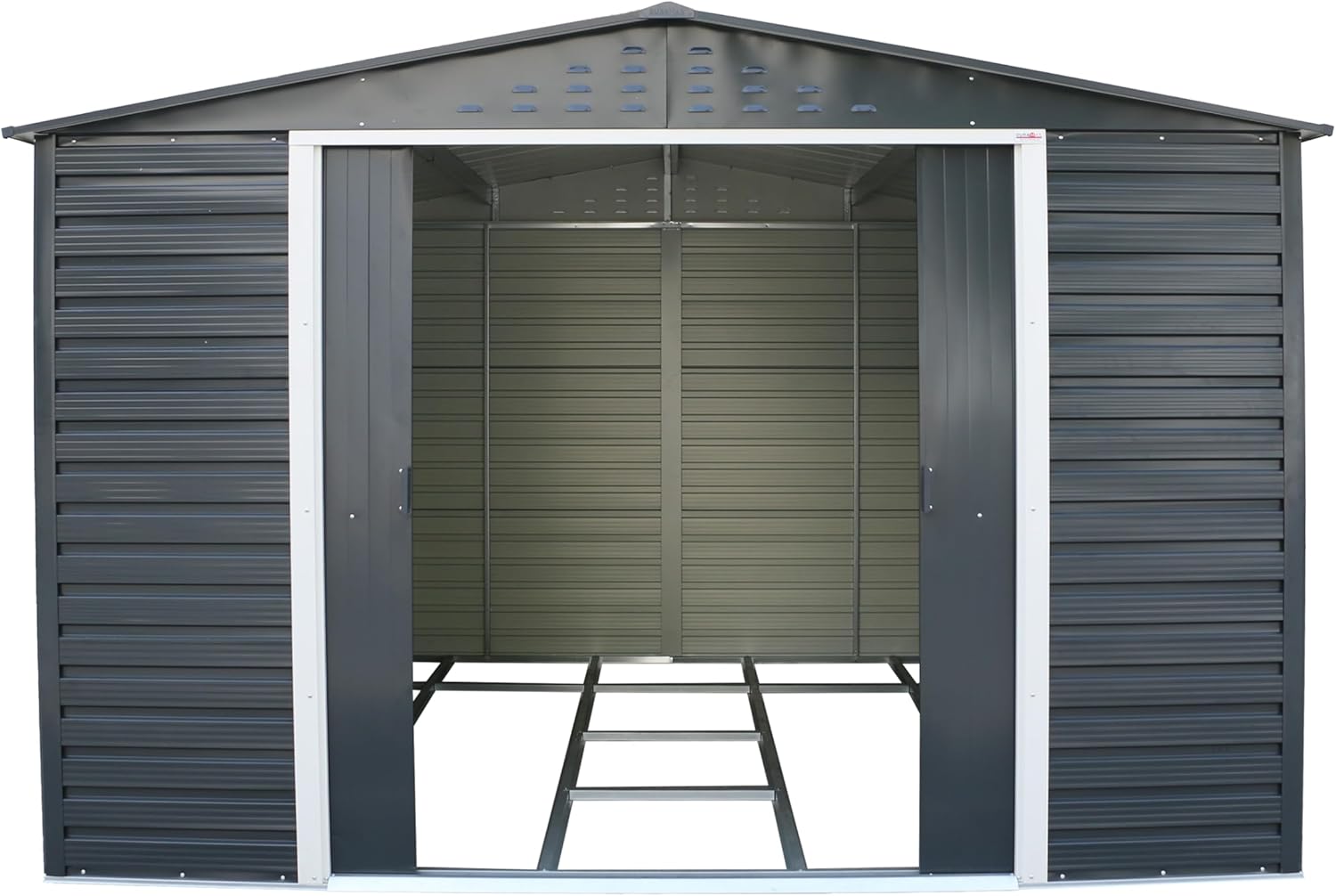 Duramax Alpine 10 x 10 (9,75 m²) Abri de Jardin en métal avec Base, Acier galvanisé à Chaud, Structure de Toit renforcée, Abri de Jardin sans Entretien et résistant aux intempéries, Anthracite