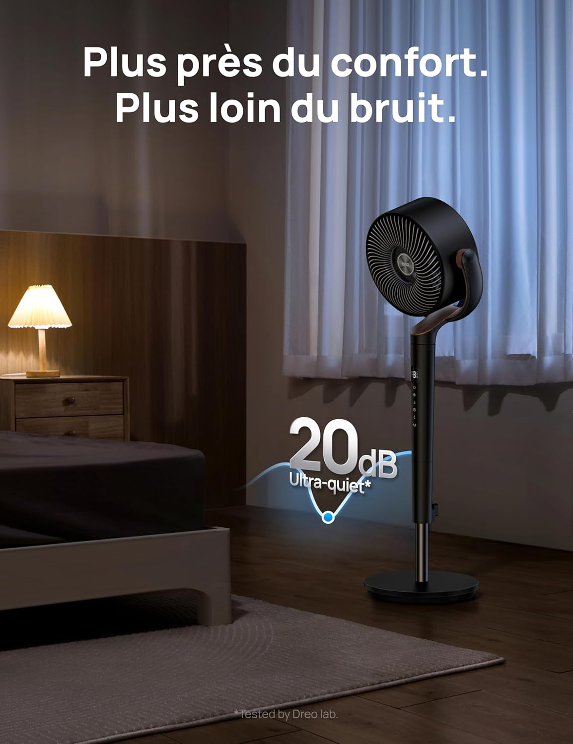 Dreo - ventilateur sur pied - 94-107 cm - 20 dB, oscillation 120°, portée 26 m