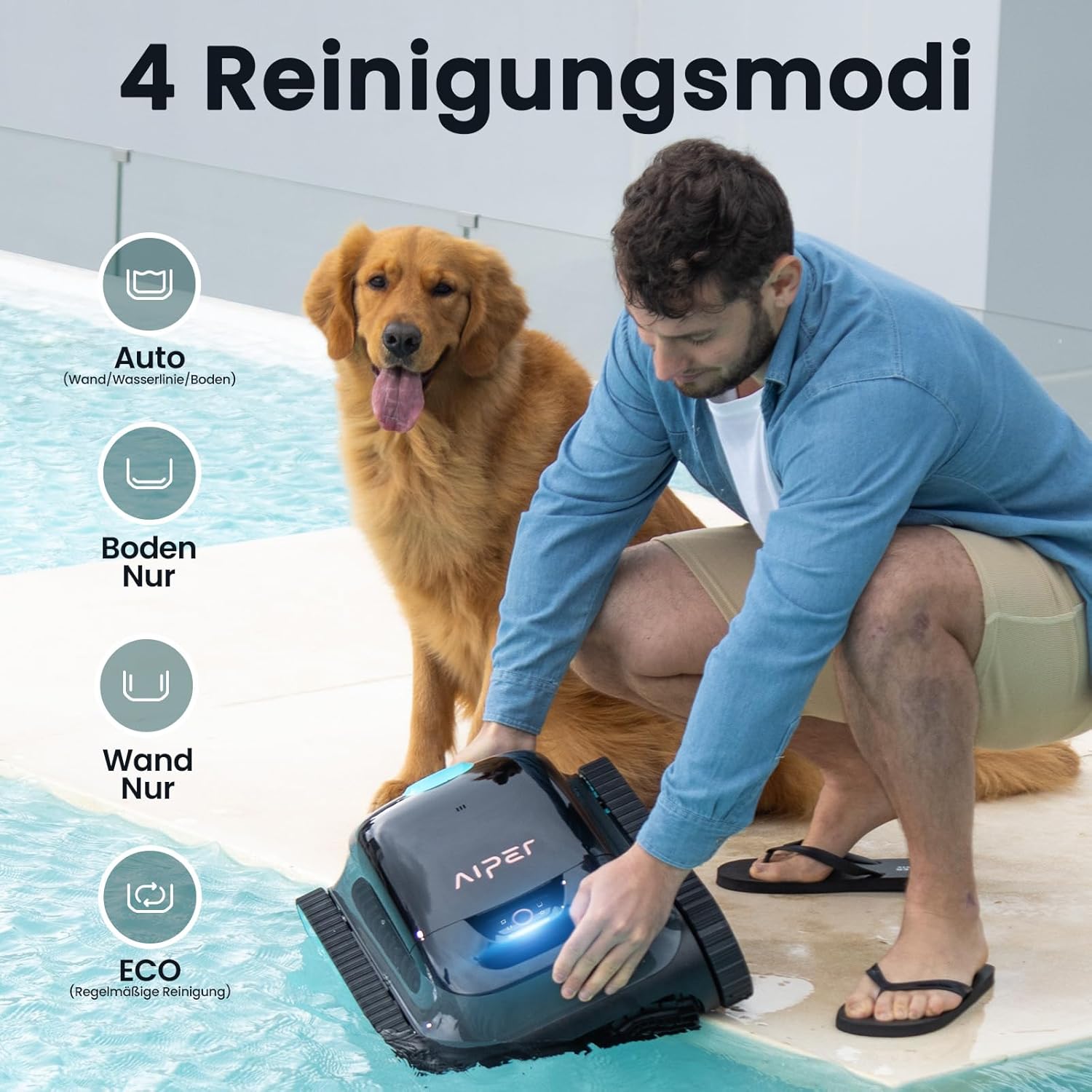 AIPER Scuba S1 Robot de Piscine sans Fil pour Mur et Sol, Nettoyage des Murs et des Lignes d'eau, Navigation Intelligente, durée de Vie de la Batterie de 150 Minutes, pour piscines jusqu'à 150 m²