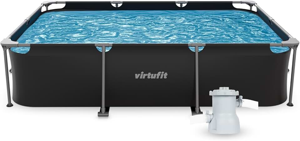 VirtuFit - Piscine rectangulaire Série Noire - 300x210x66 cm - filtre inclus