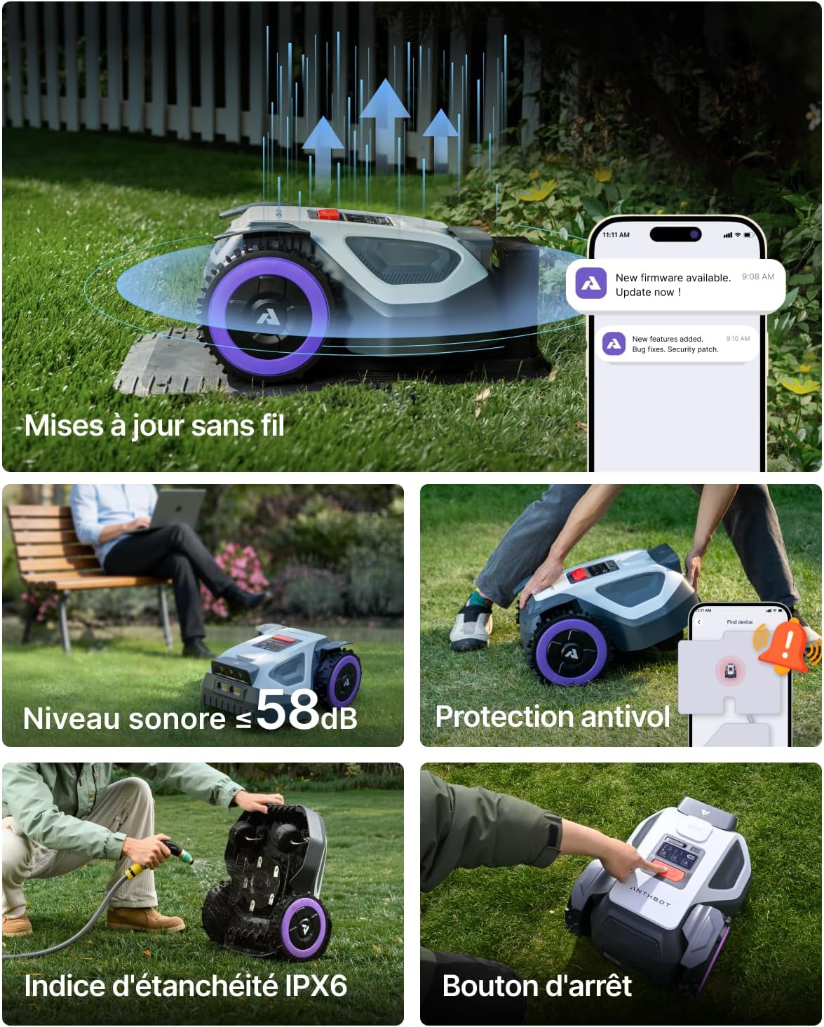Anthbot - M9 Série - 1050m² - Tondeuse robot RTK, caméra AI, M9