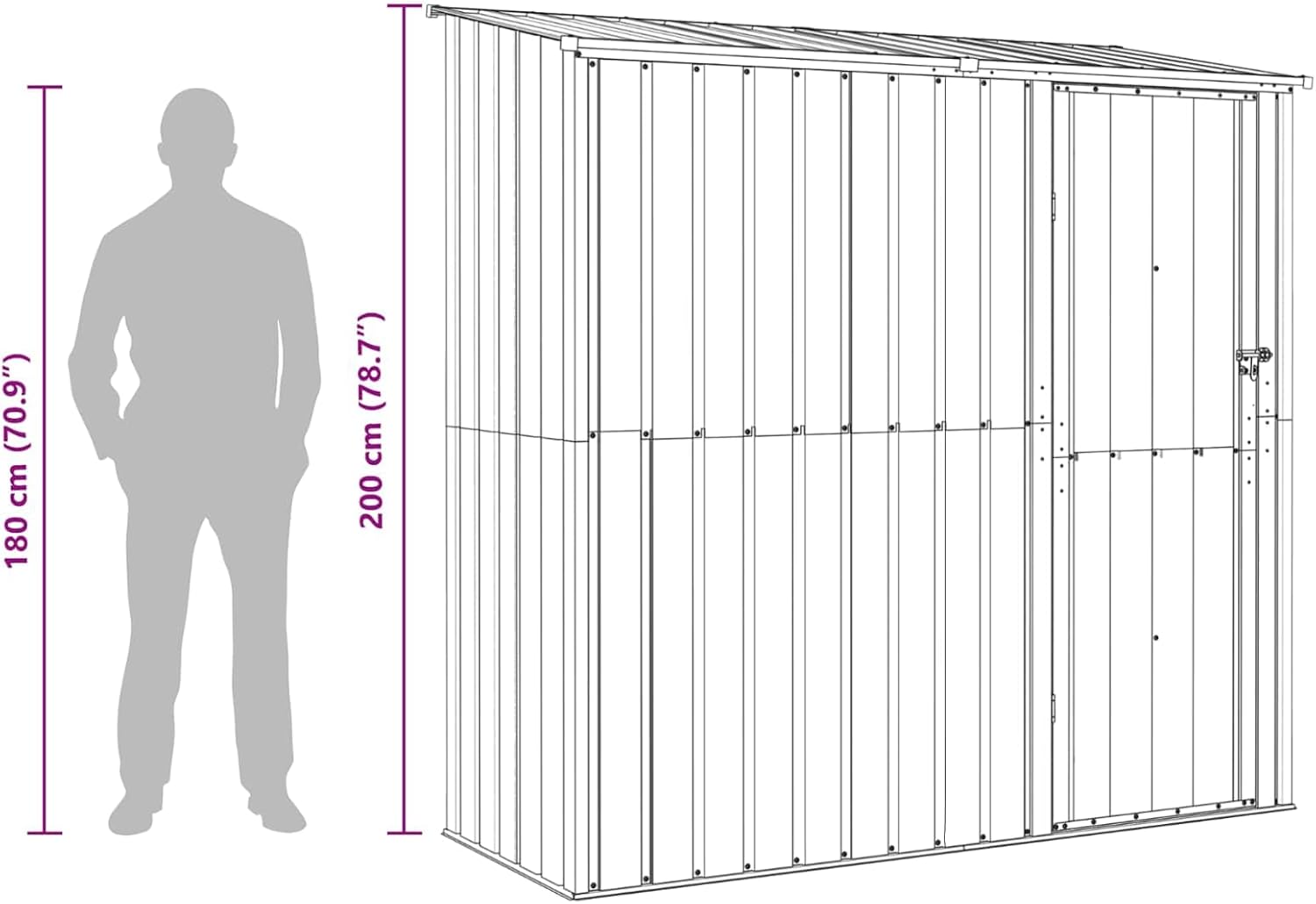 vidaXL - Cabanon anthracite - 203x85,5x200 cm - métal, résistant, moderne