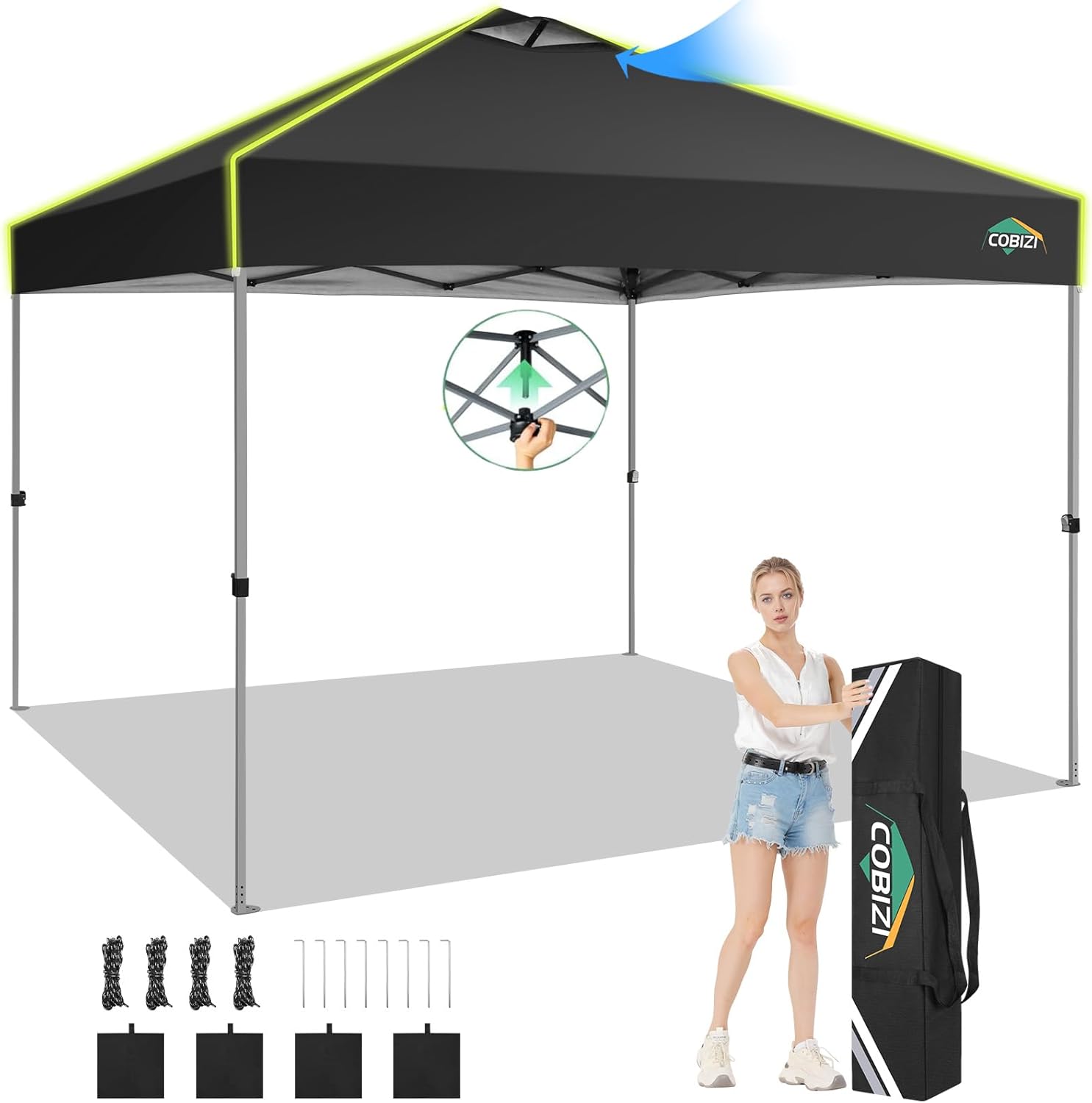 COBIZI - auvent escamotable - 3x3m - UPF50+, imperméable, réglable