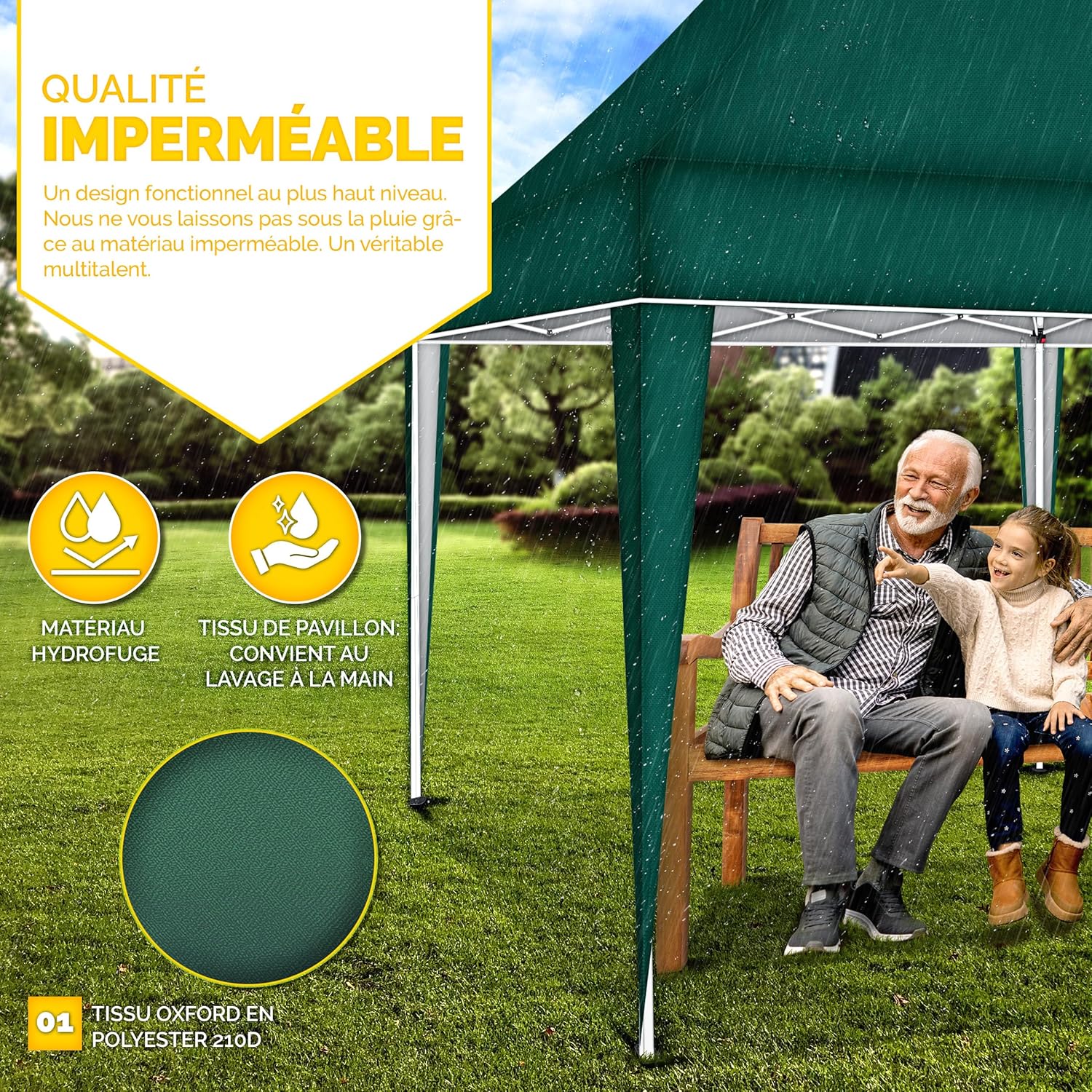 Tillvex - Tonnelle réglable 3x6m, étanche, UV50+, sac de transport