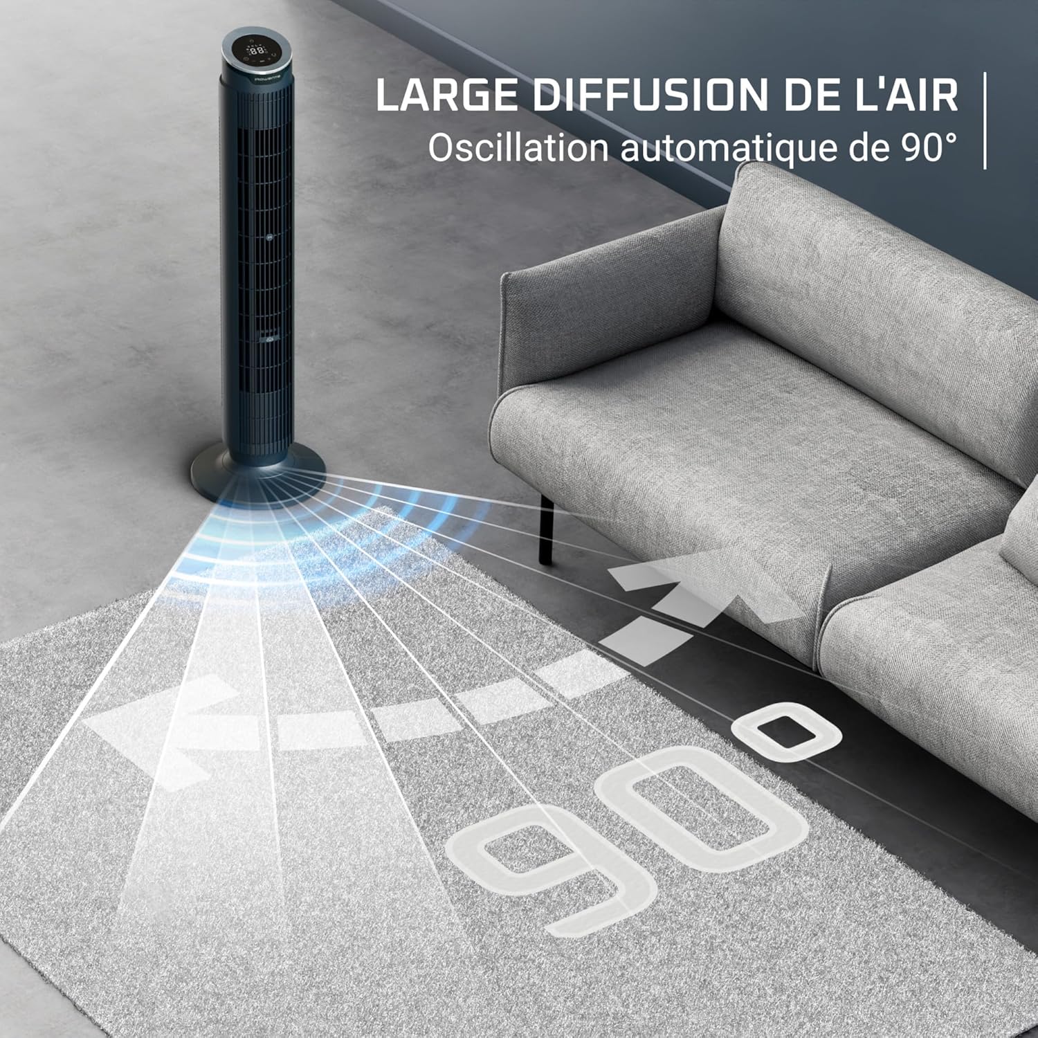 Rowenta - ventilateur tour Eole Silence Force - format compact - rafraîchissement puissant, silencieux, économie d'énerg