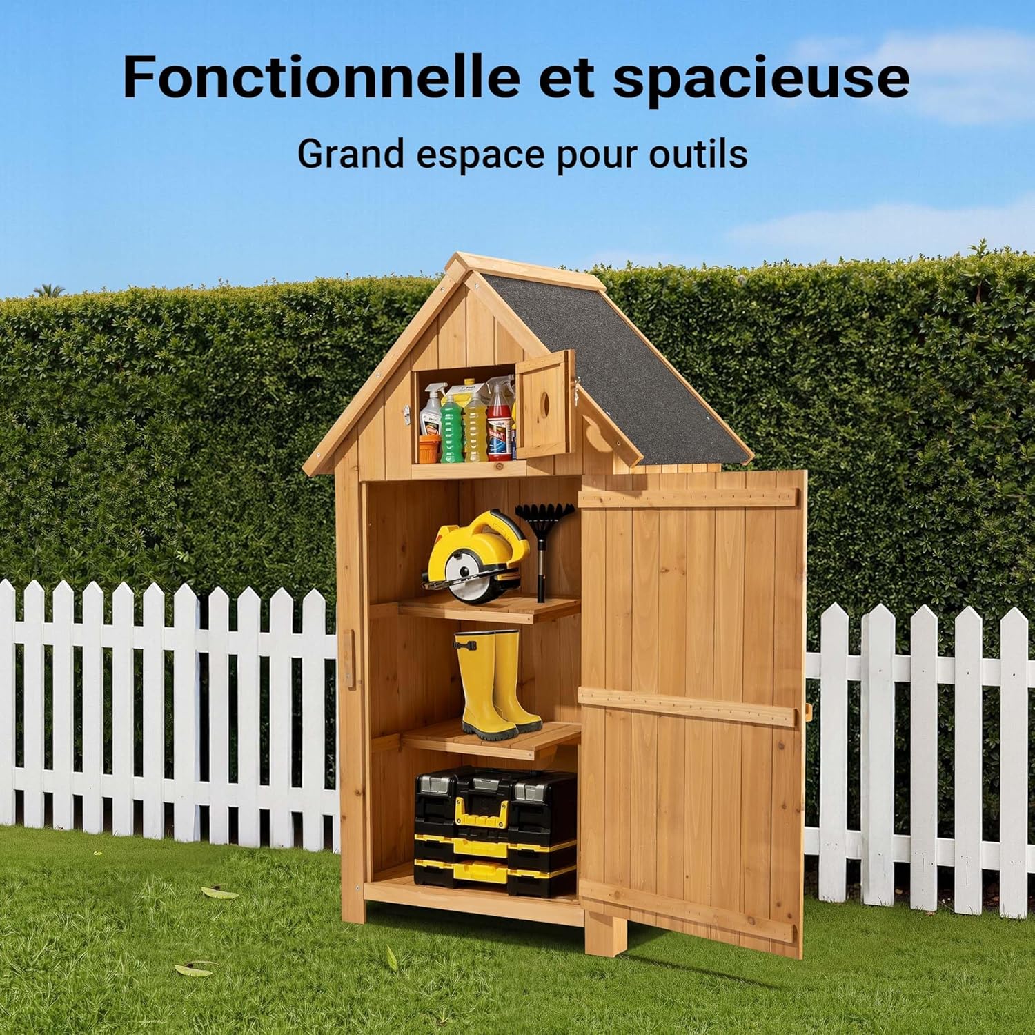 Wiltec - Abri de jardin bois - 770x540x1370mm - toit bitume, 2 portes