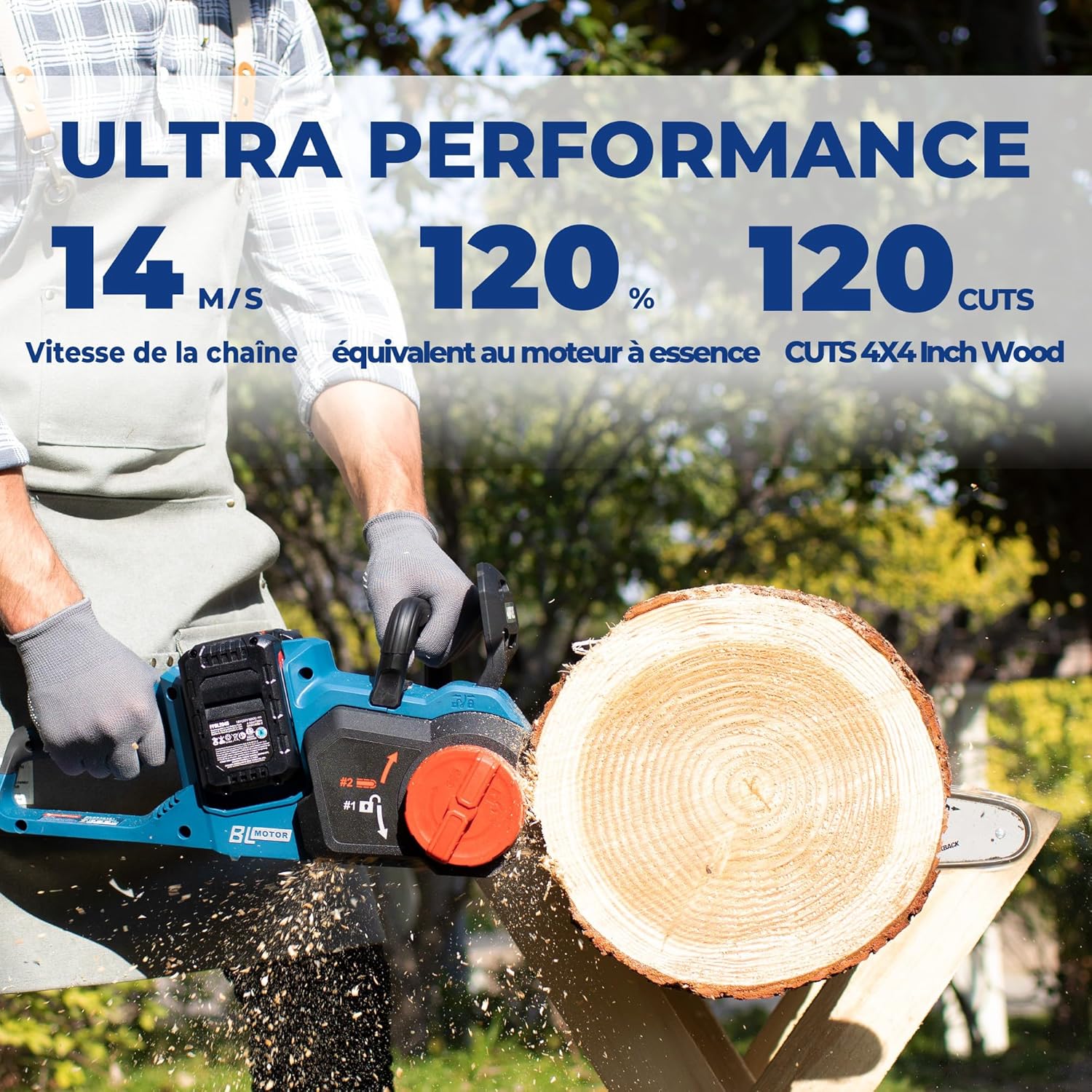 Dong Cheng - Tronçonneuse sans fil 40V - 38 cm - Moteur brushless, 2 batteries 4 Ah