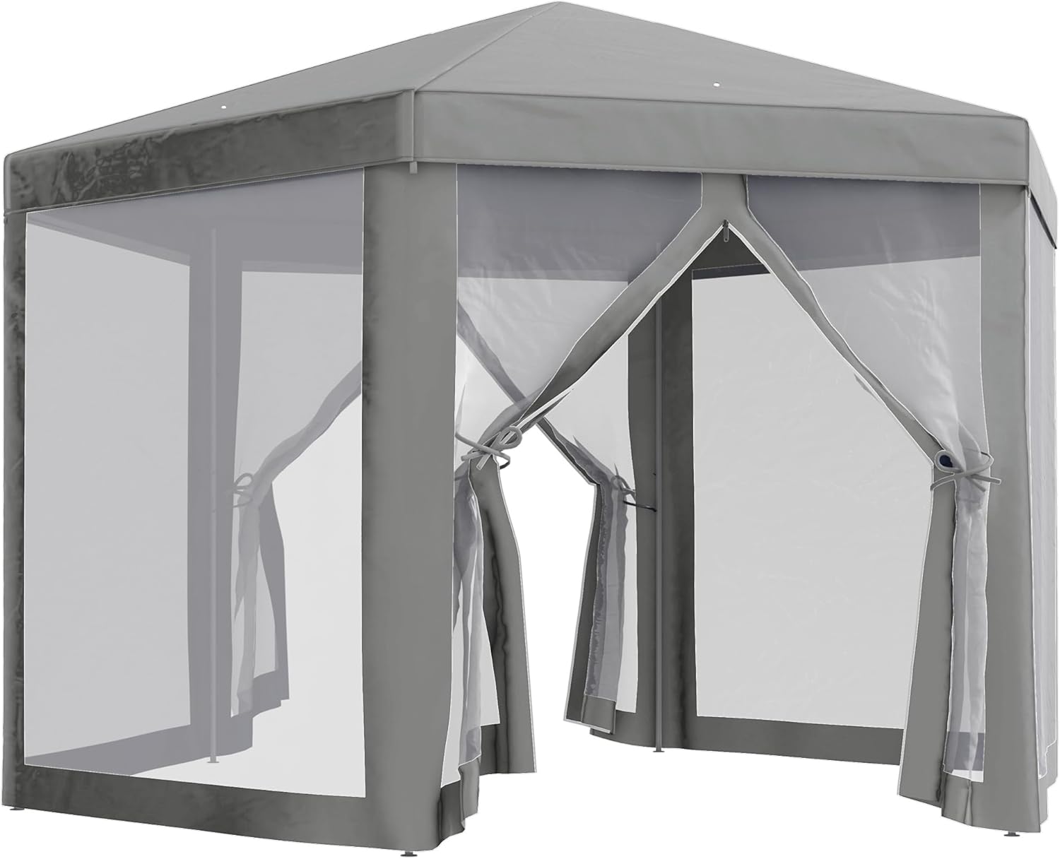 Outsunny - Tonnelle hexagonale Cosy, métal et polyester, gris, 3,5m