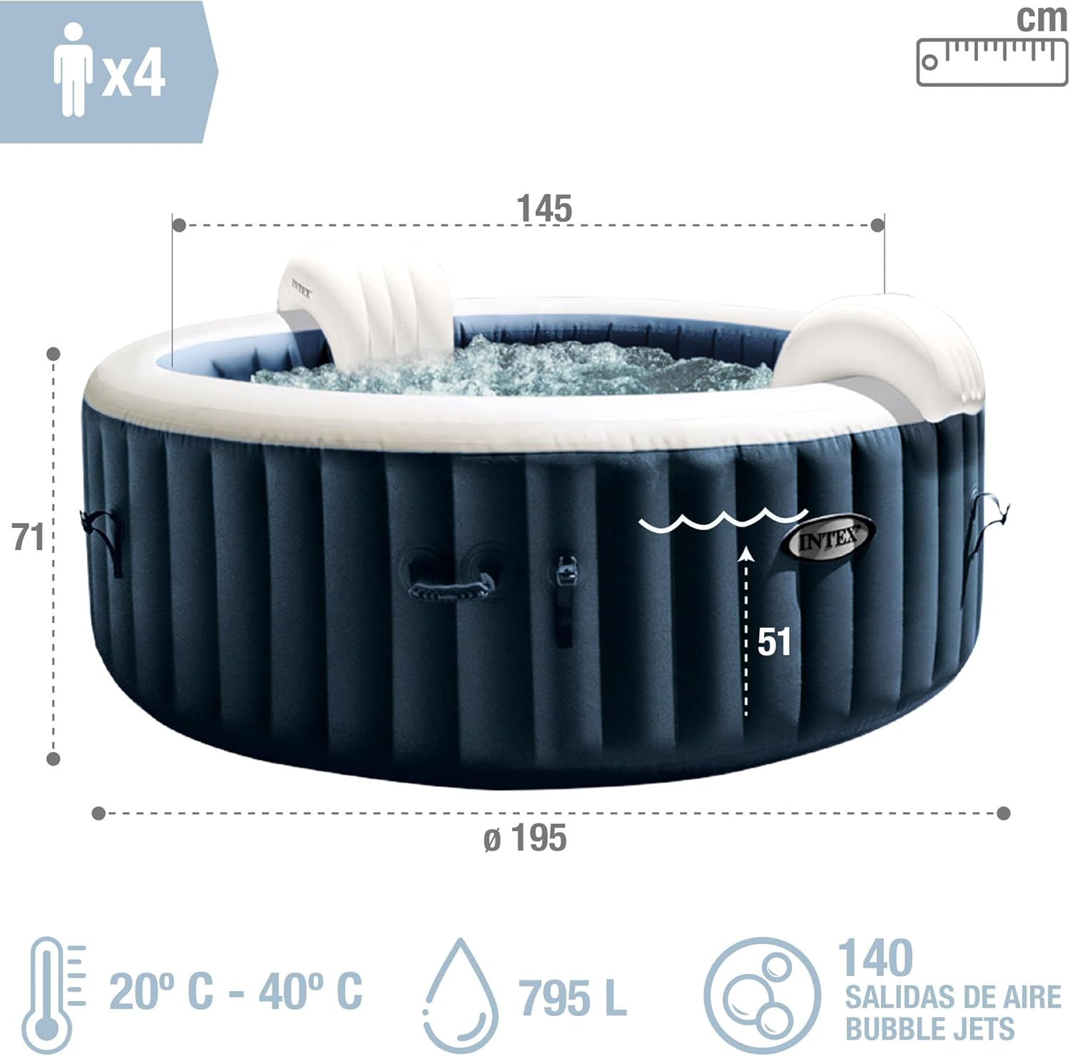 Intex Pure Spa Blue Navy 4 Places