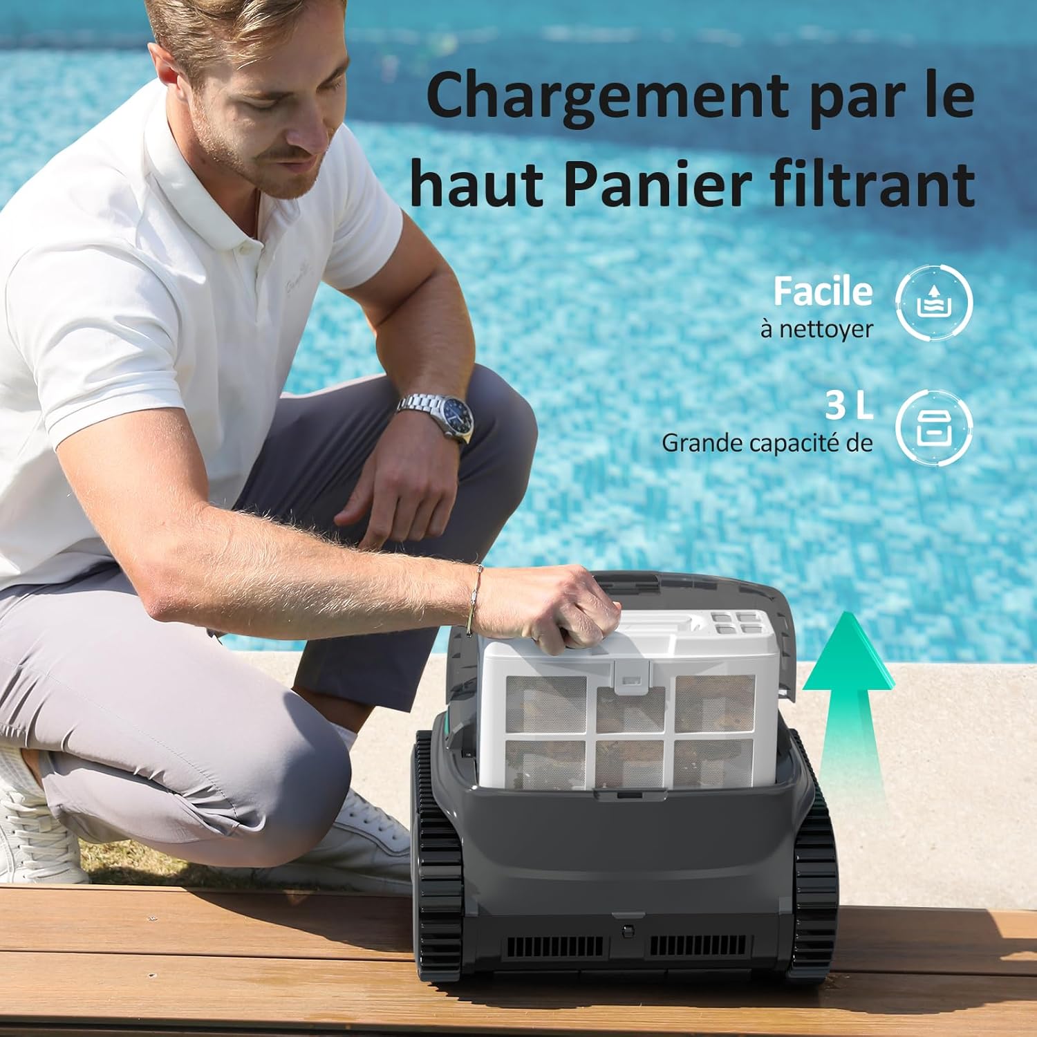 WYBOT - Robot piscine C2 Vision AI - 180m² - sol/mur, caméra, sans fil