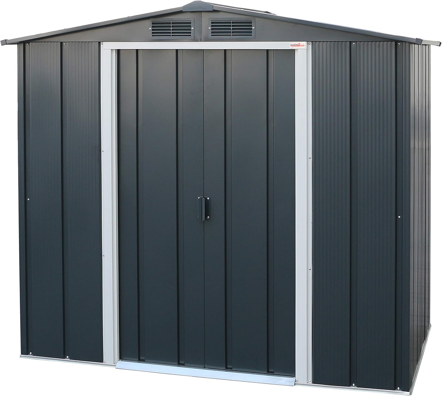 Duramax ECO 6 x 4 (2.47 m2) Abri de jardin en métal, Abri de stockage en métal galvanisé à chaud, Abri de stockage d'outils, Structure de toit robuste et renforcée, Anthracite