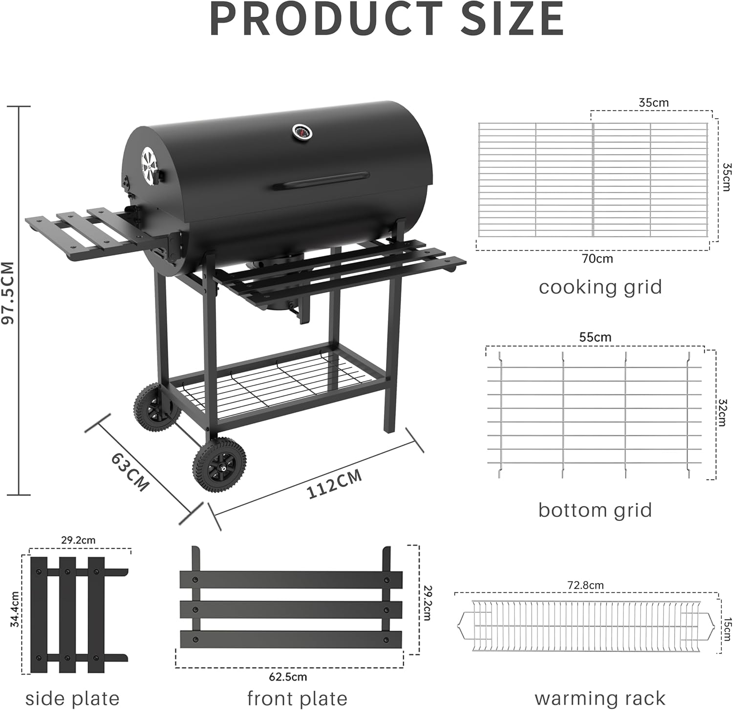 Teeno - barbecue boule XXL - deux étagères, évent réglable, housse.