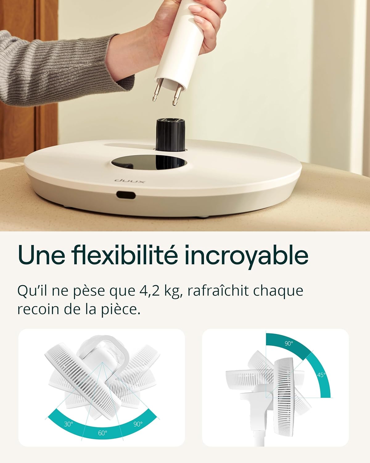 Duux - Whisper Flex 2 - 54-92cm - ventilateur silencieux, mode nuit, 2W, télécommande