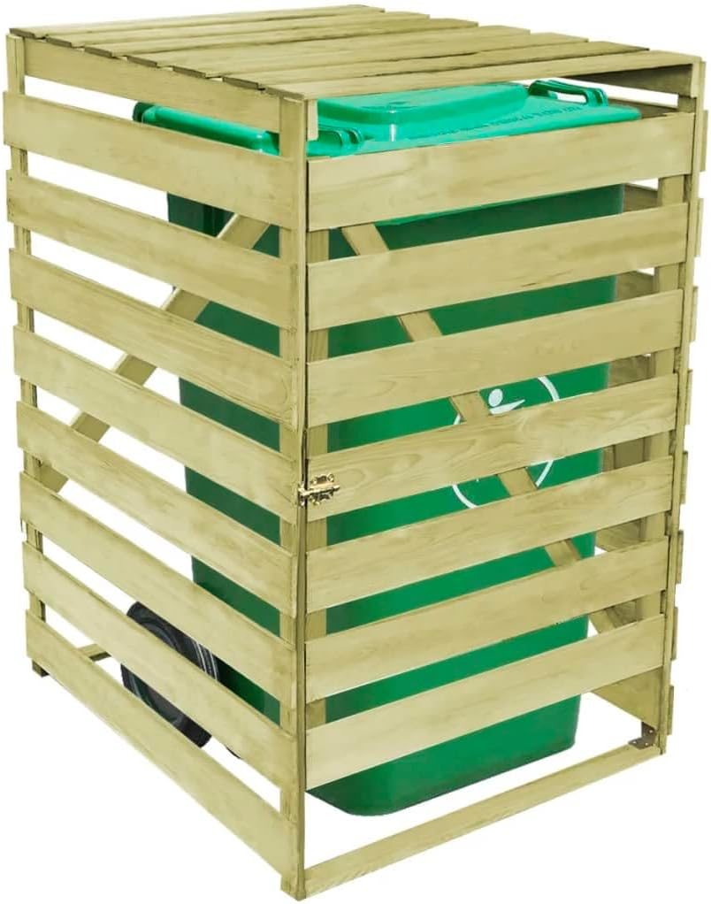 vidaXL Cache-Poubelle Simple Abri de Poubelle de Jardin Déchets Bois Imprégné
