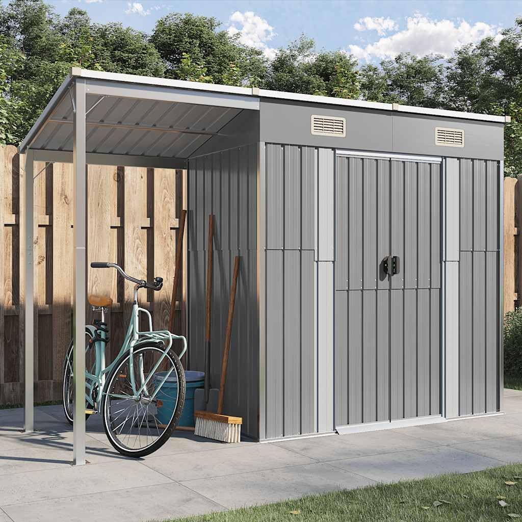Générique Abri de Jardin avec Toit prolongé Gris Clair 277x107x181 cm, Maison & Jardin, Pelouses & Jardins, Vie en extérieur, Structures extérieures, Cabanes & abris de Jardin, Gris, (Poids 41.56KG)