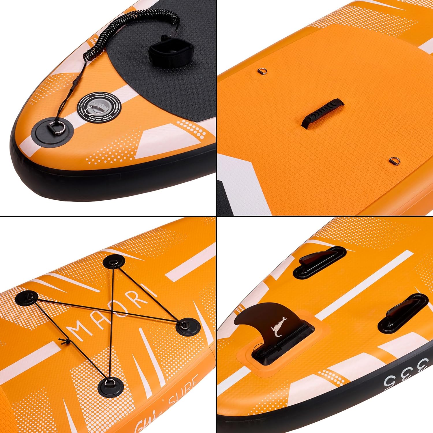Kangui - Stand up Paddle 335cm Sup Gonflable + pagaie + Sac à Dos + Pompe Haute Pression + Leash + kit de réparation- Maori