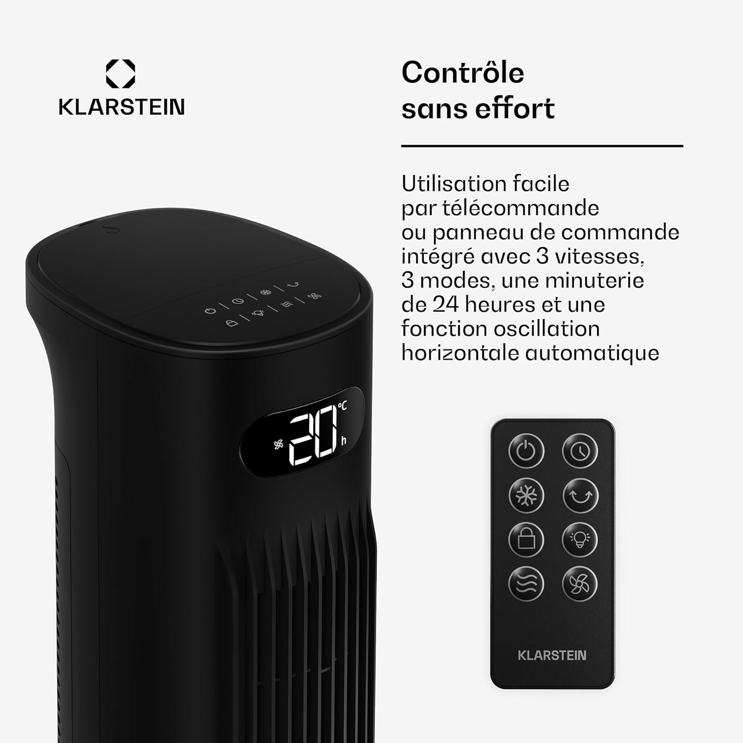 Klarstein - Rafraîchisseur d'air 5L, télécommande, applis, 30m², Black
