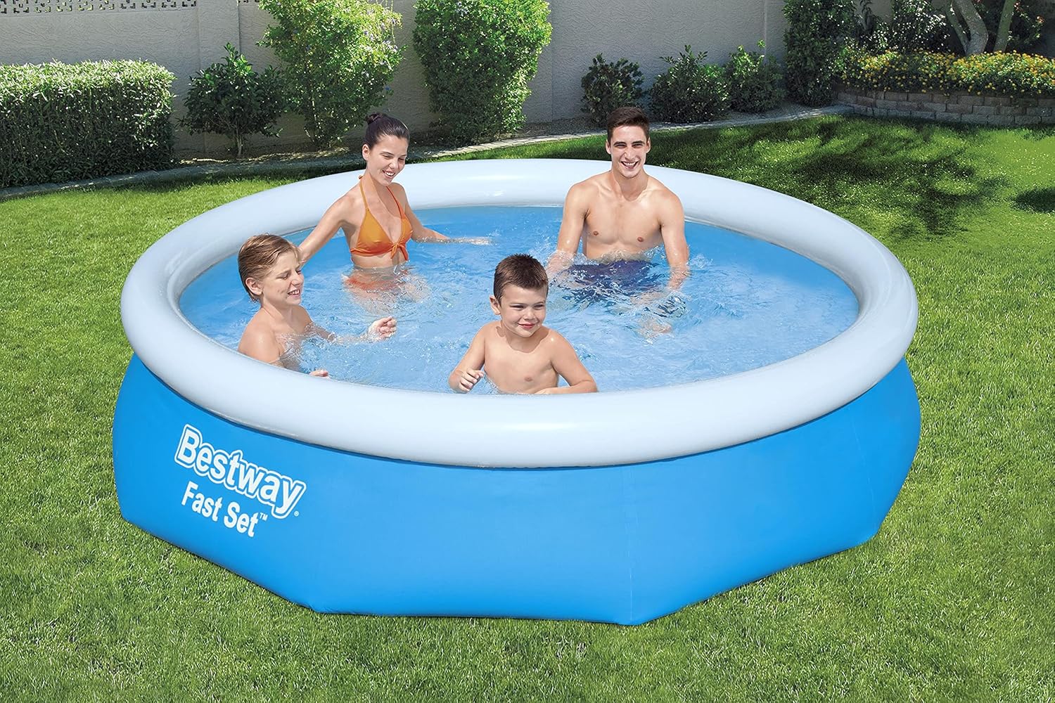 Bestway 57266 Piscine Hors Sol Fast Set diamètre 305 x 76 cm Effet Pierres