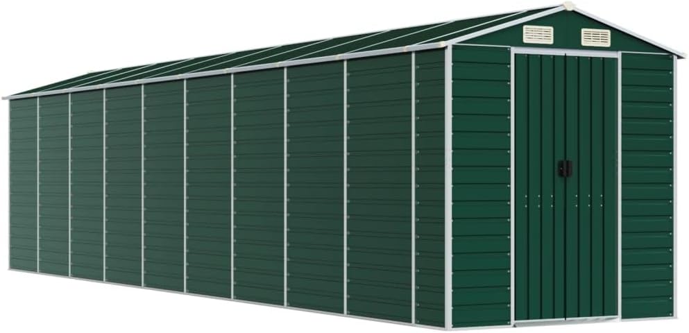 vidaXL - Abri de jardin inclinable - 191x810x198 cm - acier vert, handles
