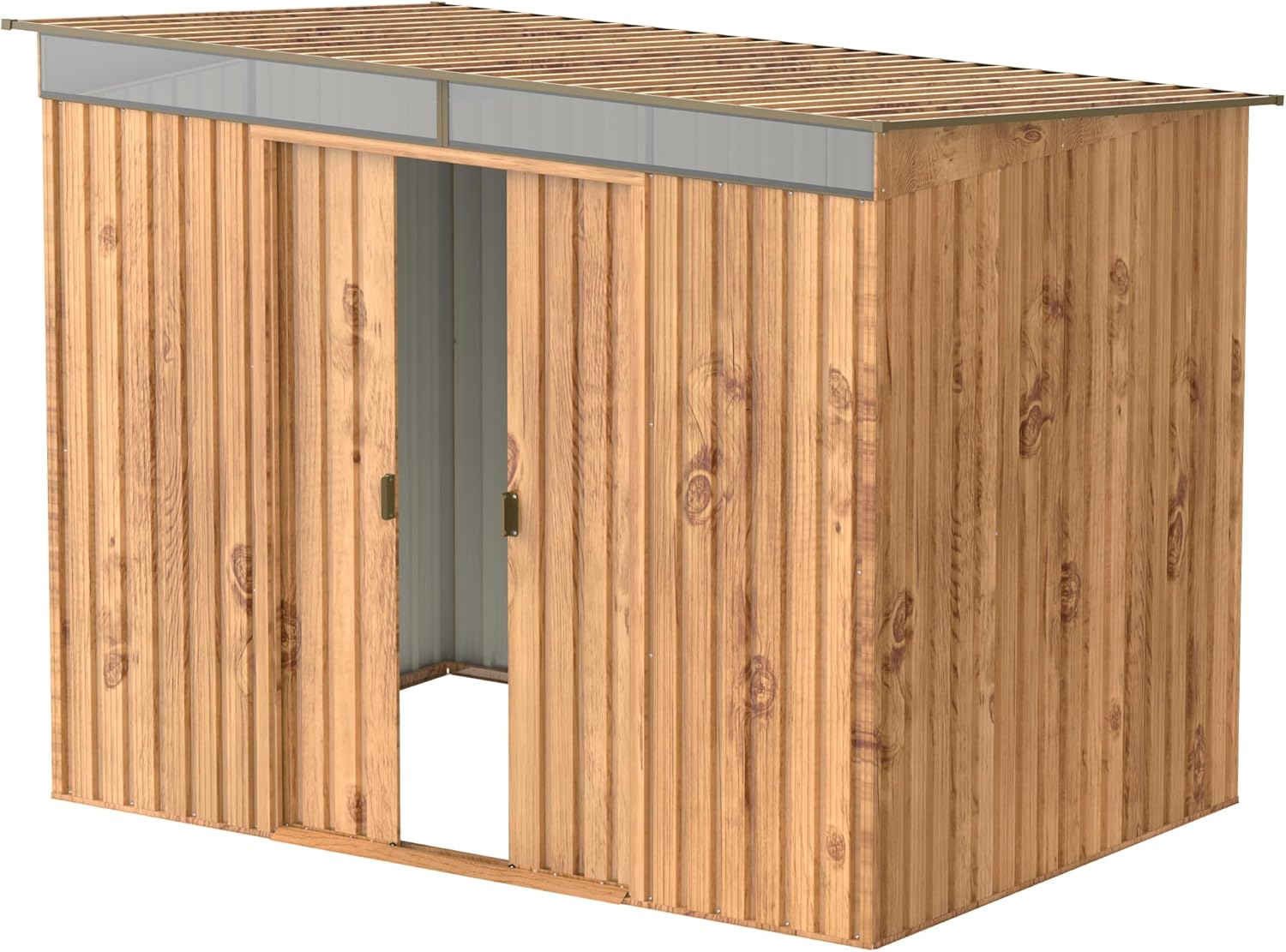 Duramax TOP Pent Roof Skylight 8 x 6 (4.37 m²) Abri de jardin en métal, fabriqué en acier galvanisé, structure de toit renforcée, lucarne intégrée pour la lumière du soleil, Grain de bois