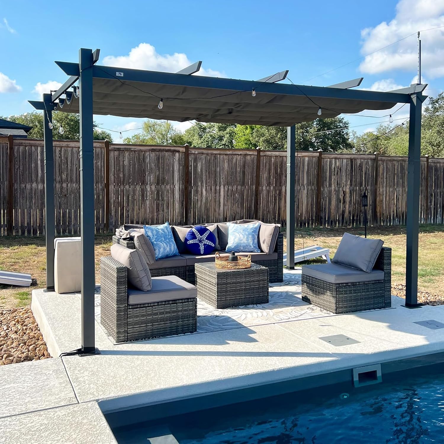 PURPLE LEAF - Pergola aluminium série - 4x3m - toit rétractable, imperméable, gris