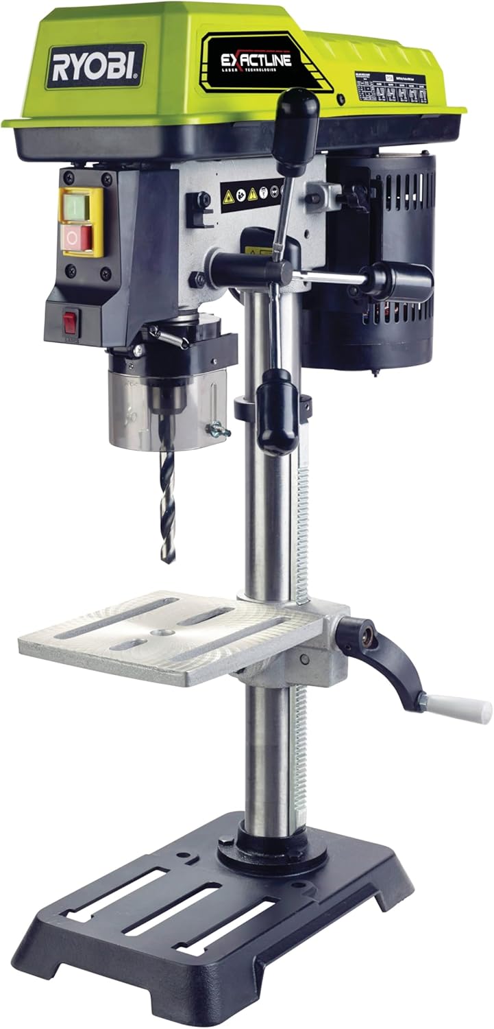 RYOBI - Perceuse à Colonne Filaire 390W RDP102L – 5 Vitesses, Mandrin 13mm, Pointeur Laser, Hauteur Réglable, Colonne Fonte