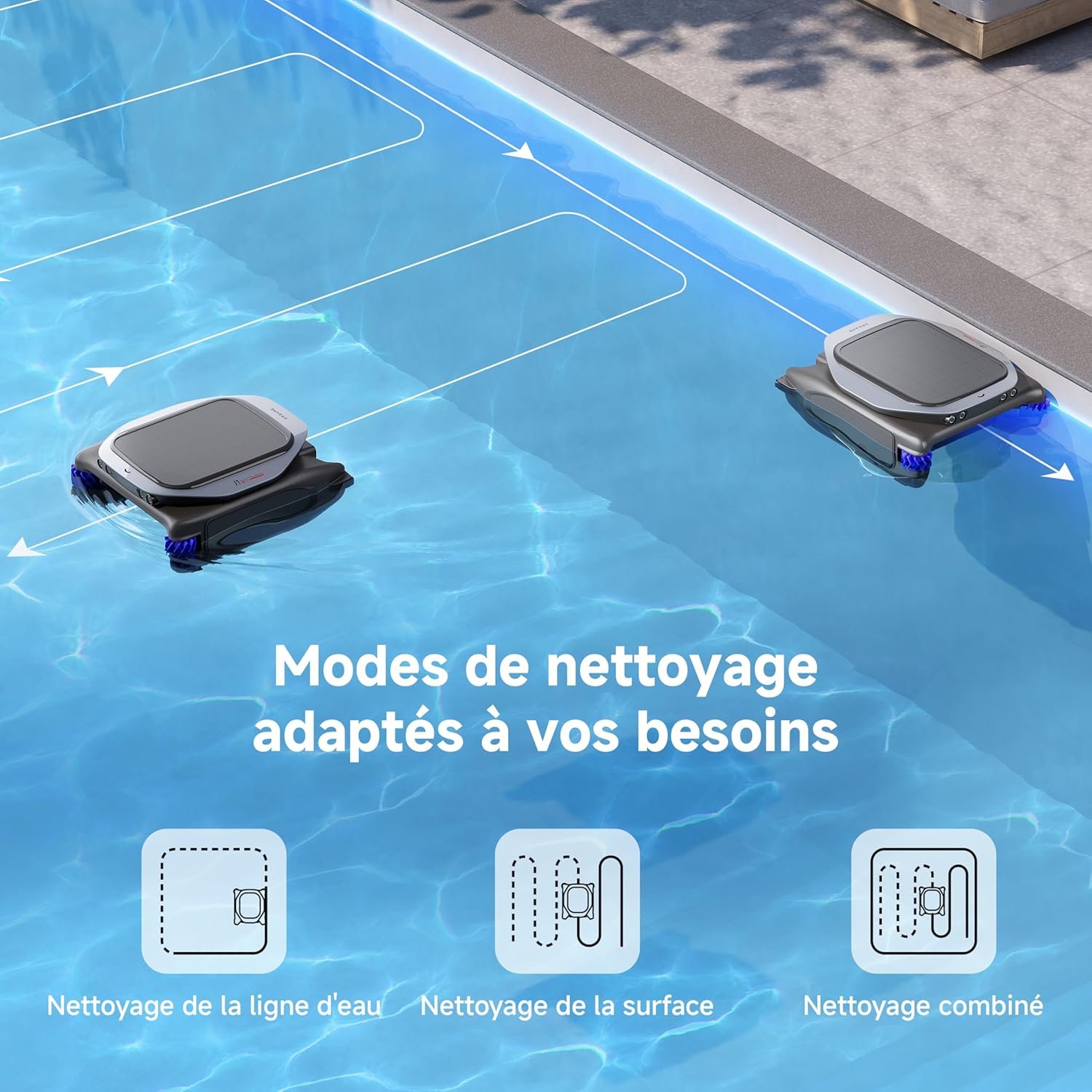 DREAME J1 Écumeur de Piscine robotisé, Technologie avancée PoolSense, Nettoyage Complet à 360°, Fonctionnement continu 24/7, Planification Intelligente de la trajectoire, Contrôle par Application