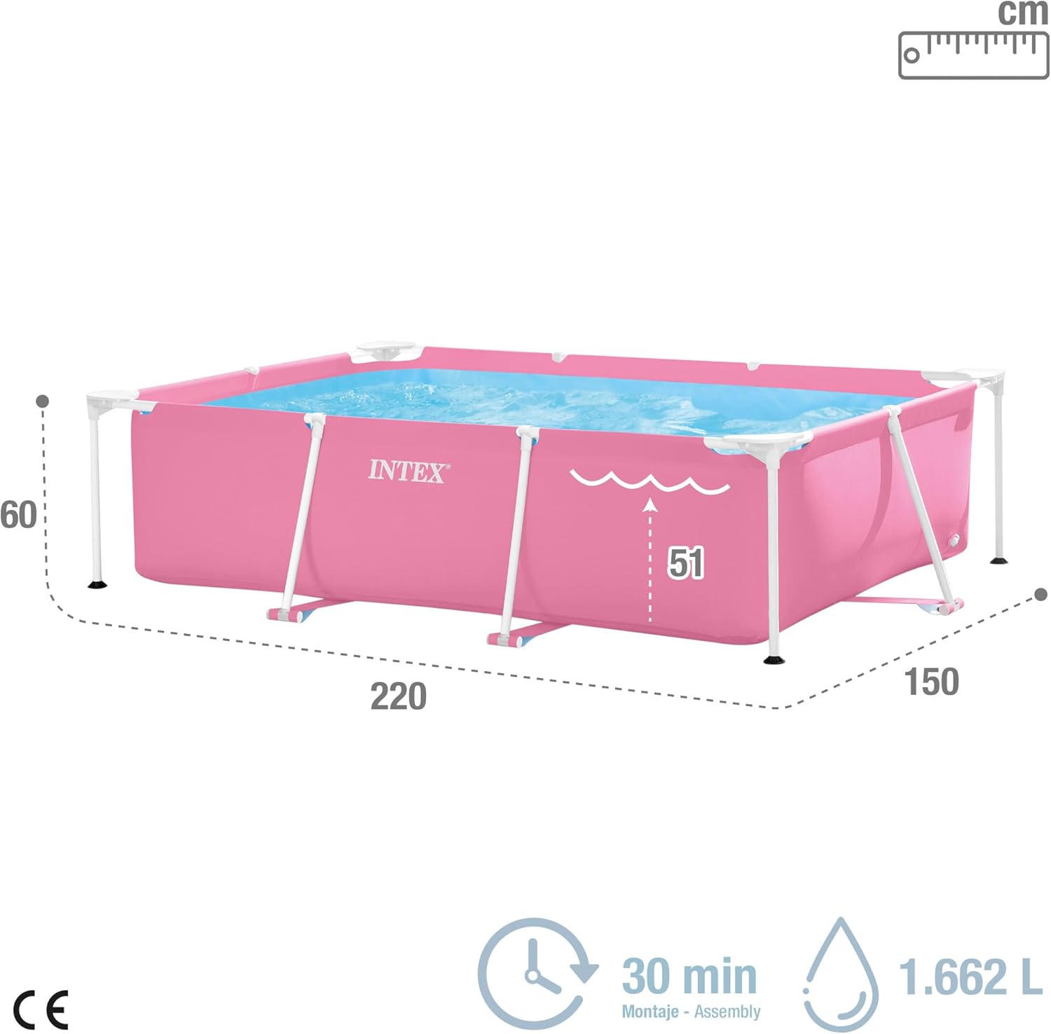 Intex - piscine cadre rectangulaire Pink - 2,20x1,50x0,60m - robuste, facile à installer - 28266NP