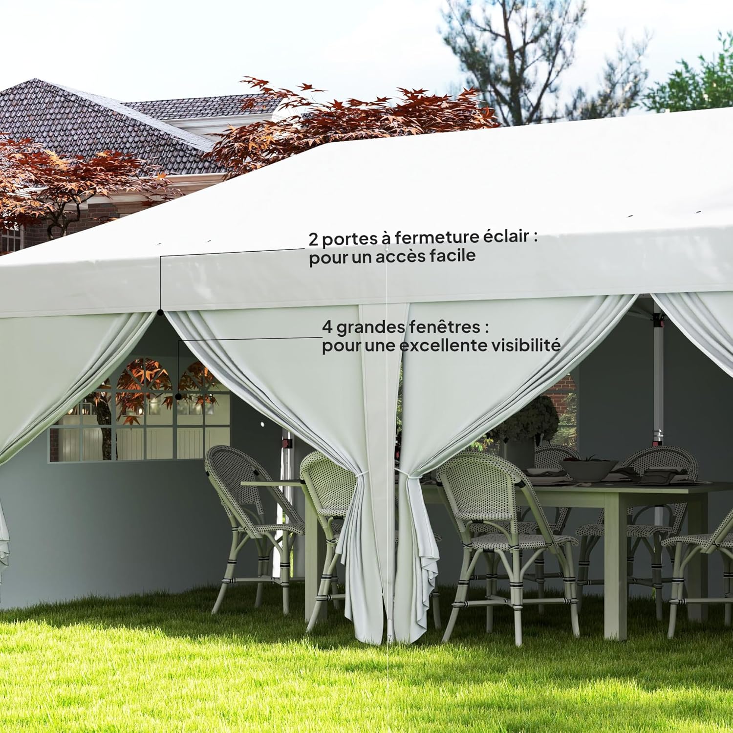 Outsunny - Tonnelle pliante série jardin 3x6m, 6 parois, sac inclus